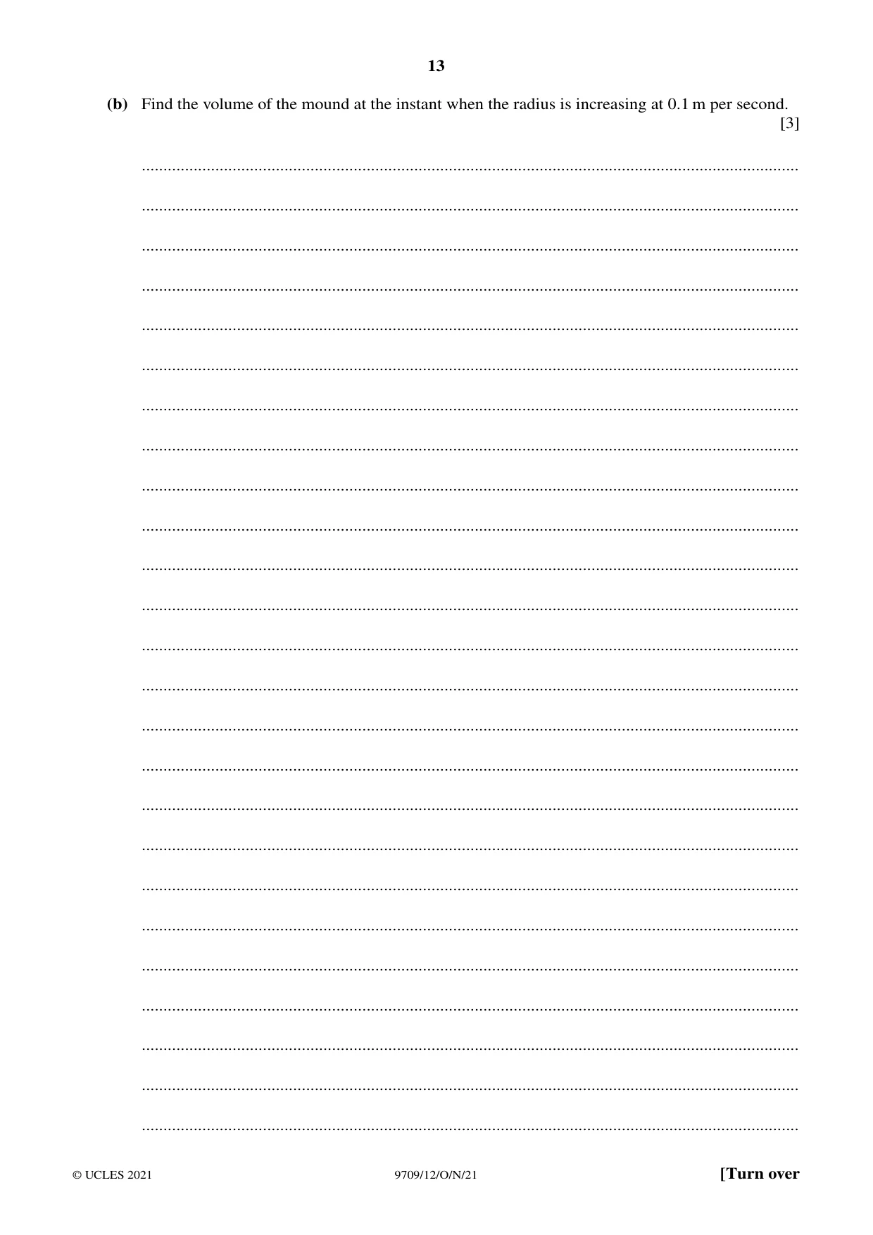Cambridge A Level Mathematics 9709 2021 Oct/Nov Paper 1 · Variant 2 question paper, page 13 of 20