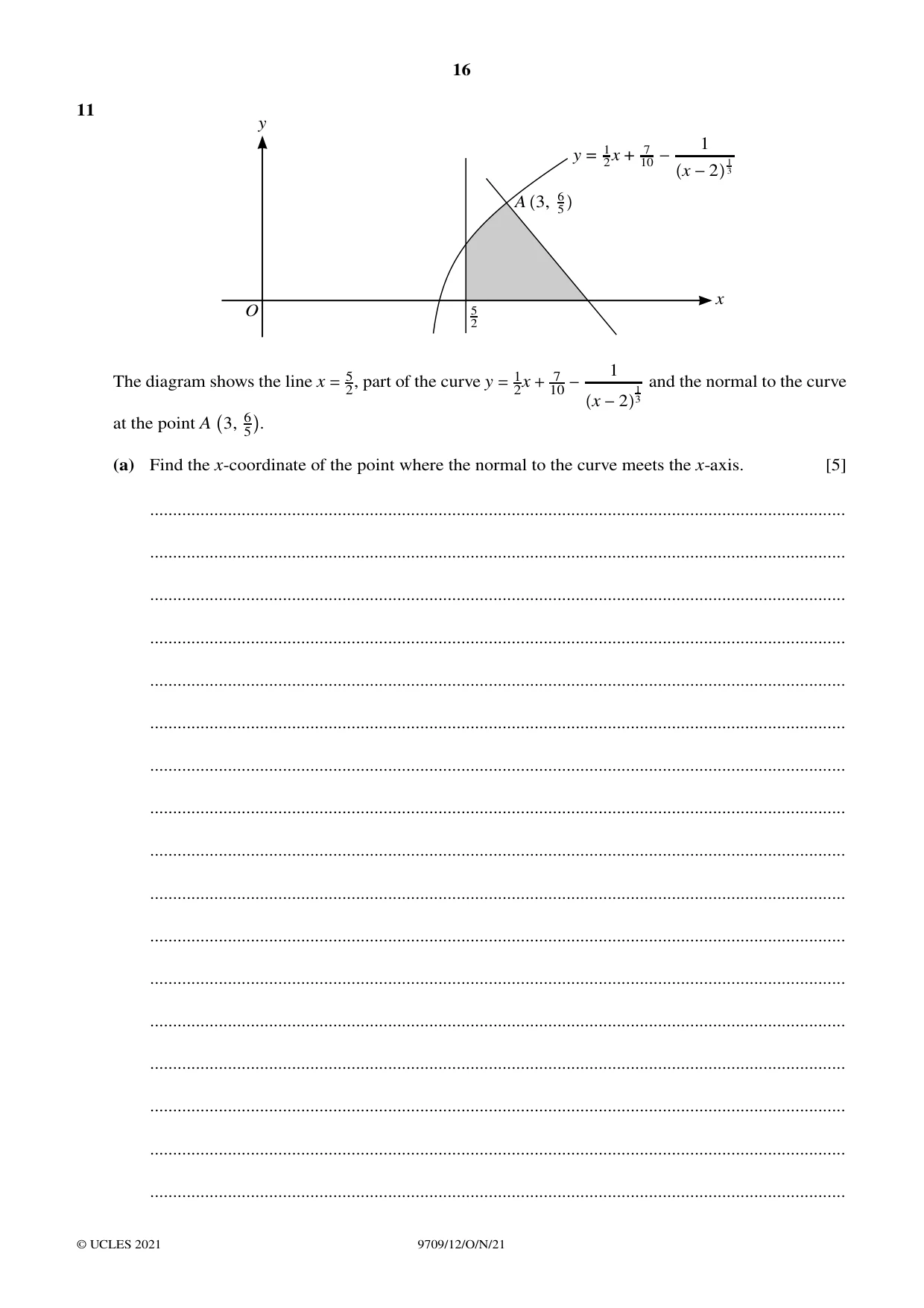 Cambridge A Level Mathematics 9709 2021 Oct/Nov Paper 1 · Variant 2 question paper, page 16 of 20
