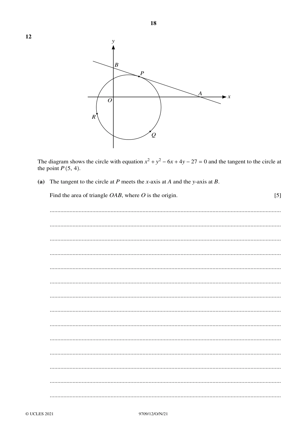 Cambridge A Level Mathematics 9709 2021 Oct/Nov Paper 1 · Variant 2 question paper, page 18 of 20