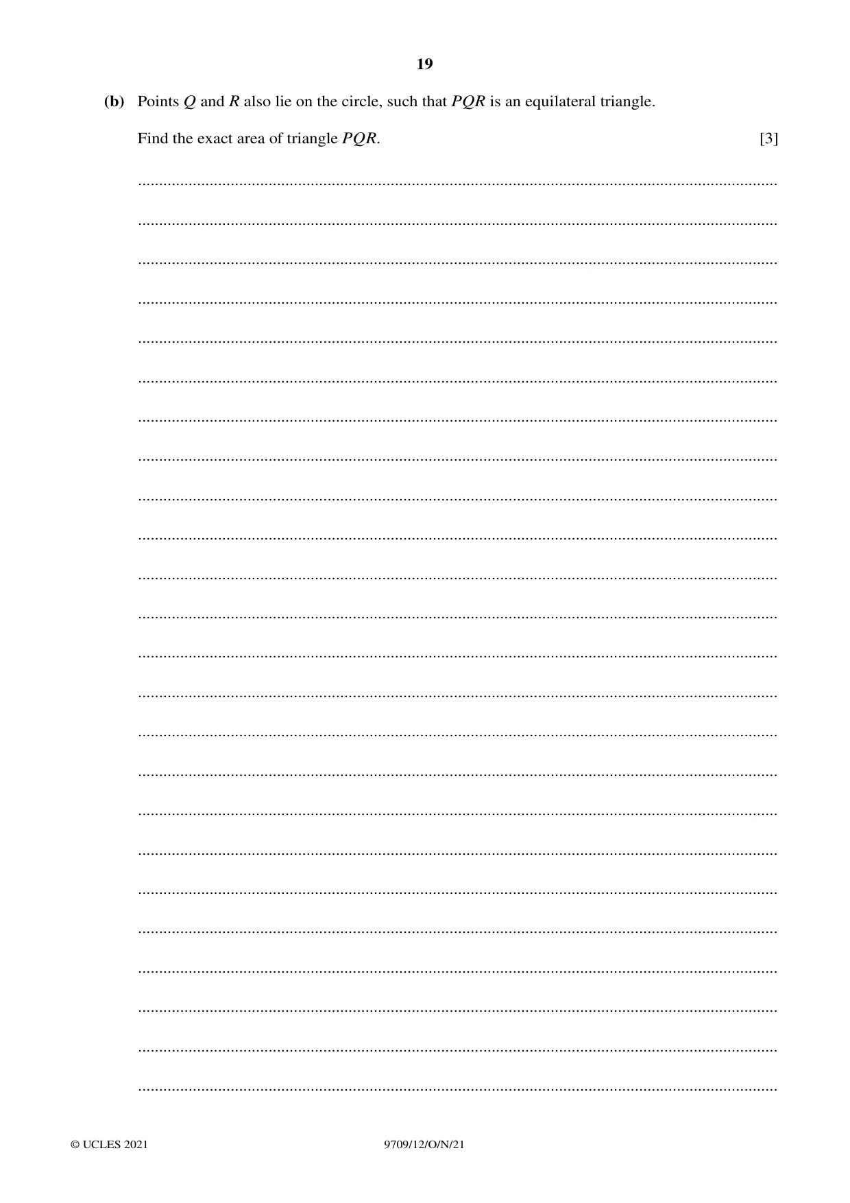 Cambridge A Level Mathematics 9709 2021 Oct/Nov Paper 1 · Variant 2 question paper, page 19 of 20