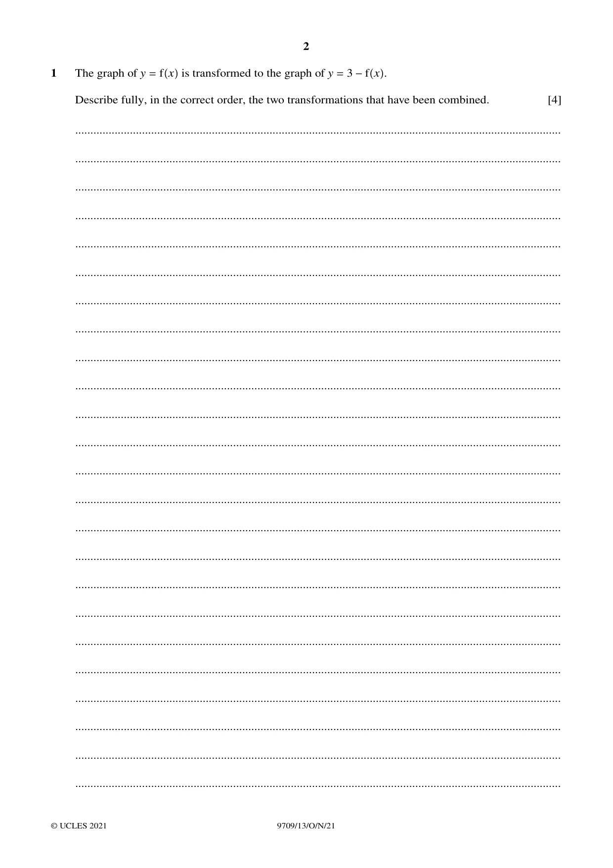Cambridge A Level Mathematics 9709 2021 Oct/Nov Paper 1 · Variant 3 question paper, page 2 of 20