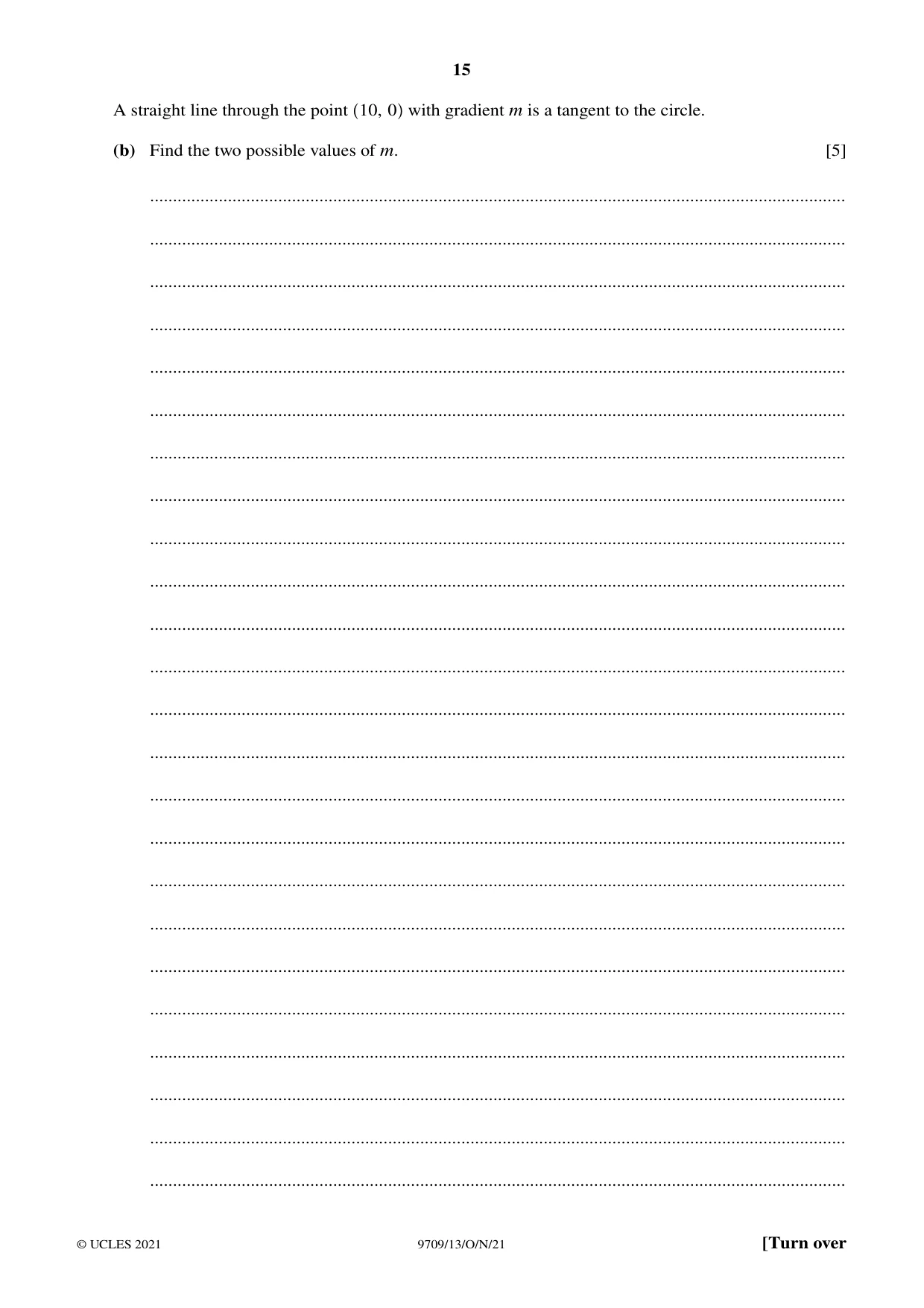 Cambridge A Level Mathematics 9709 2021 Oct/Nov Paper 1 · Variant 3 question paper, page 15 of 20