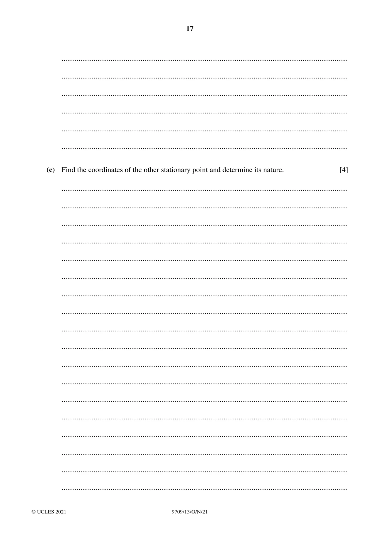 Cambridge A Level Mathematics 9709 2021 Oct/Nov Paper 1 · Variant 3 question paper, page 17 of 20