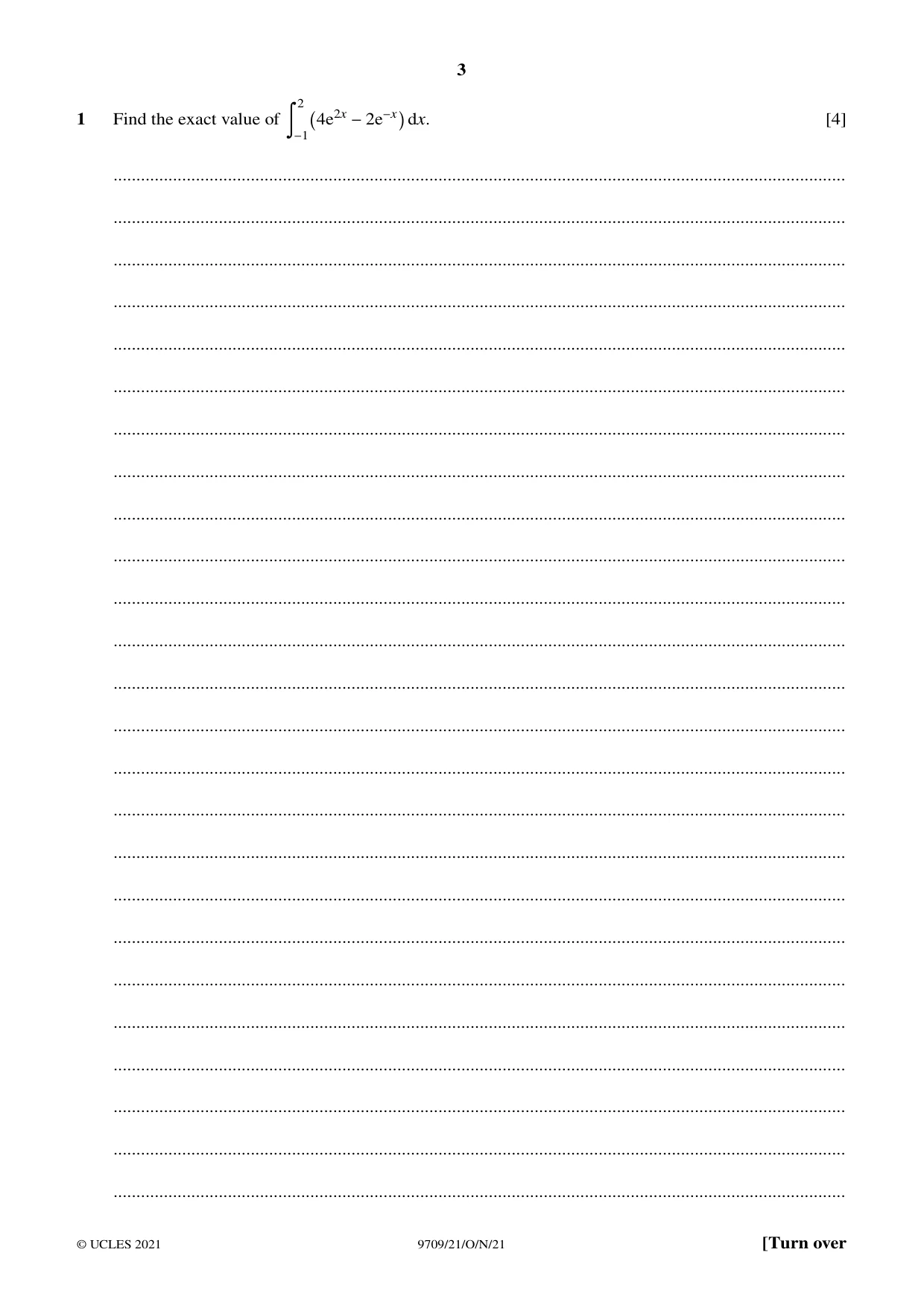 Cambridge A Level Mathematics 9709 2021 Oct/Nov Paper 2 · Variant 1 question paper, page 3 of 16