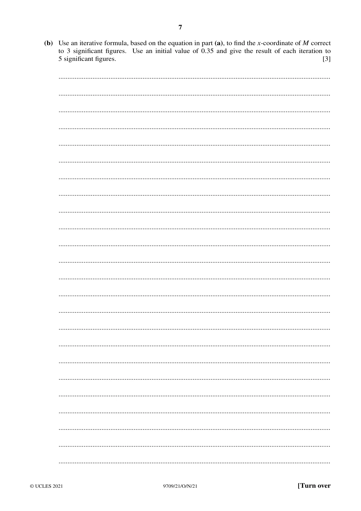 Cambridge A Level Mathematics 9709 2021 Oct/Nov Paper 2 · Variant 1 question paper, page 7 of 16