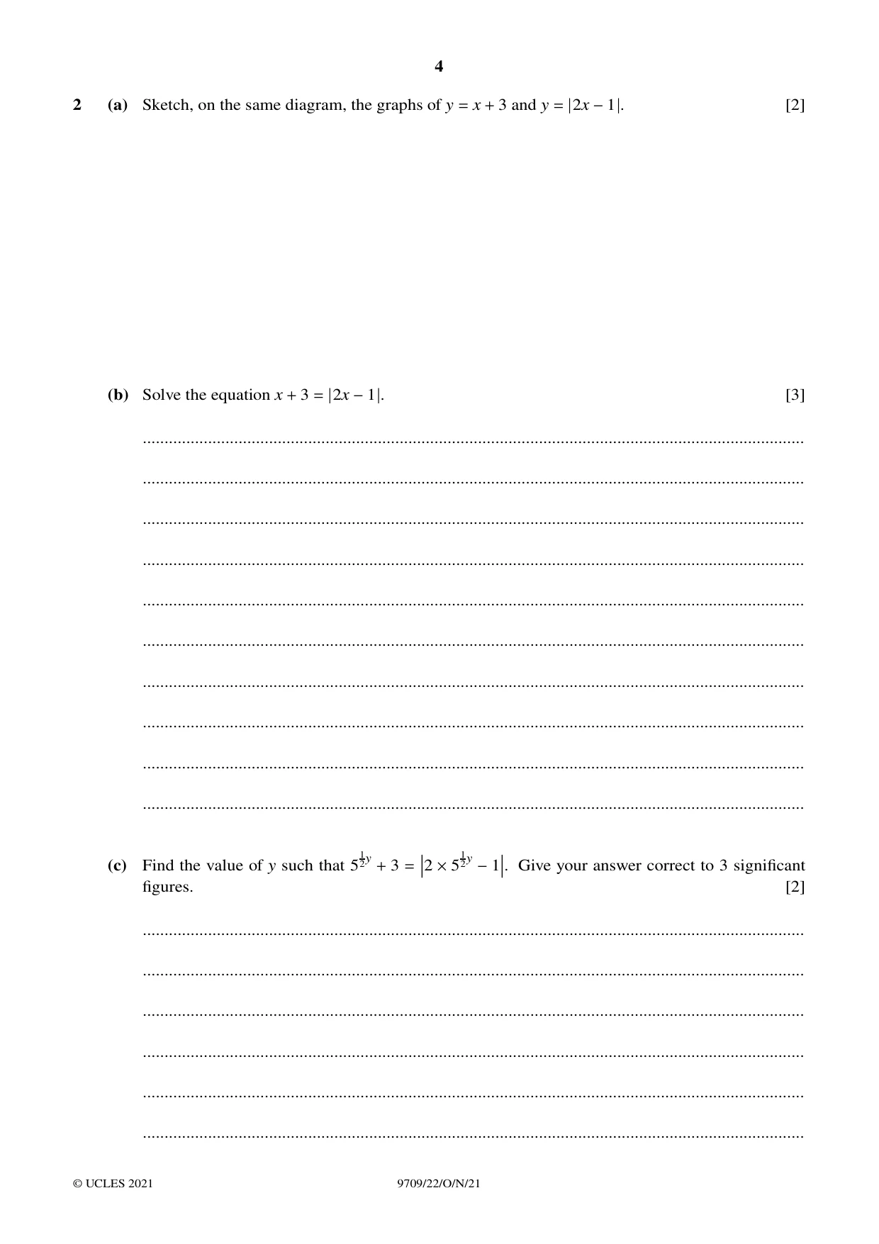 Cambridge A Level Mathematics 9709 2021 Oct/Nov Paper 2 · Variant 2 question paper, page 4 of 12