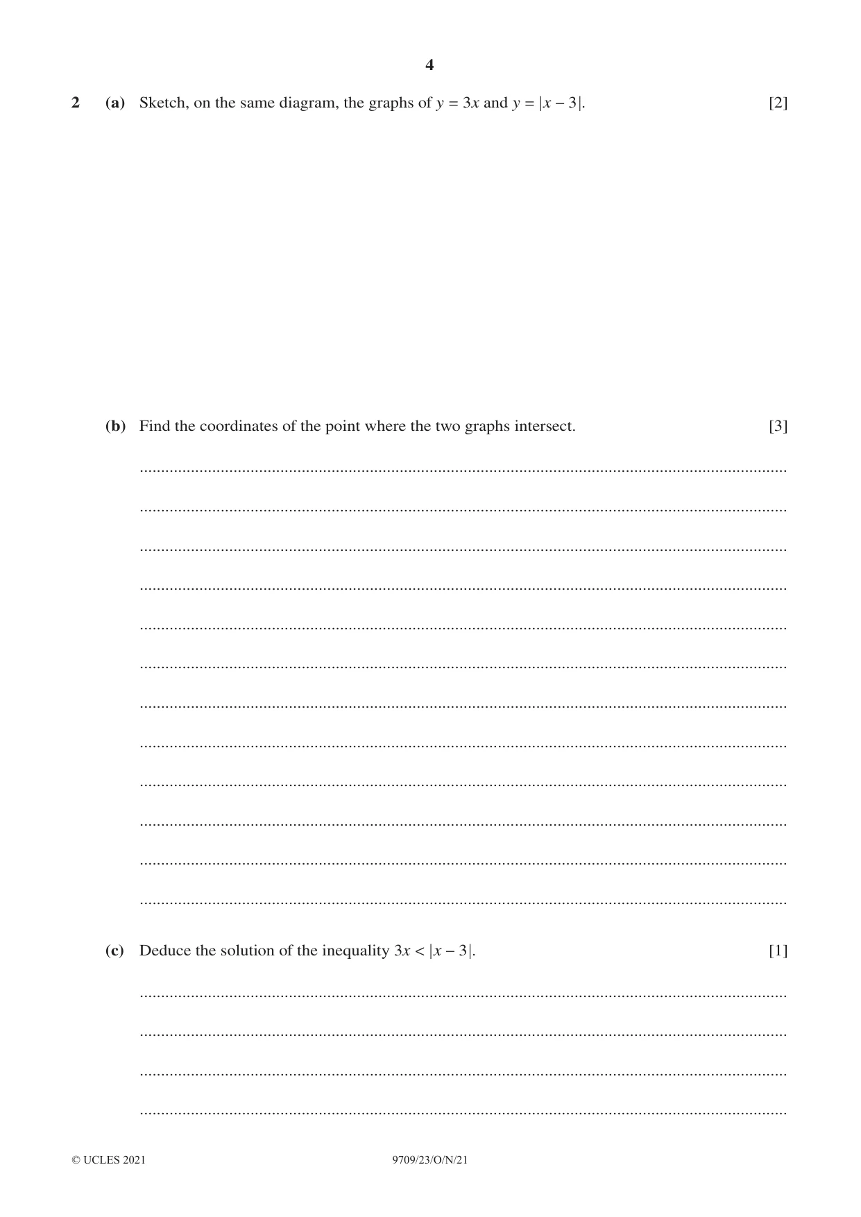 Cambridge A Level Mathematics 9709 2021 Oct/Nov Paper 2 · Variant 3 question paper, page 4 of 16