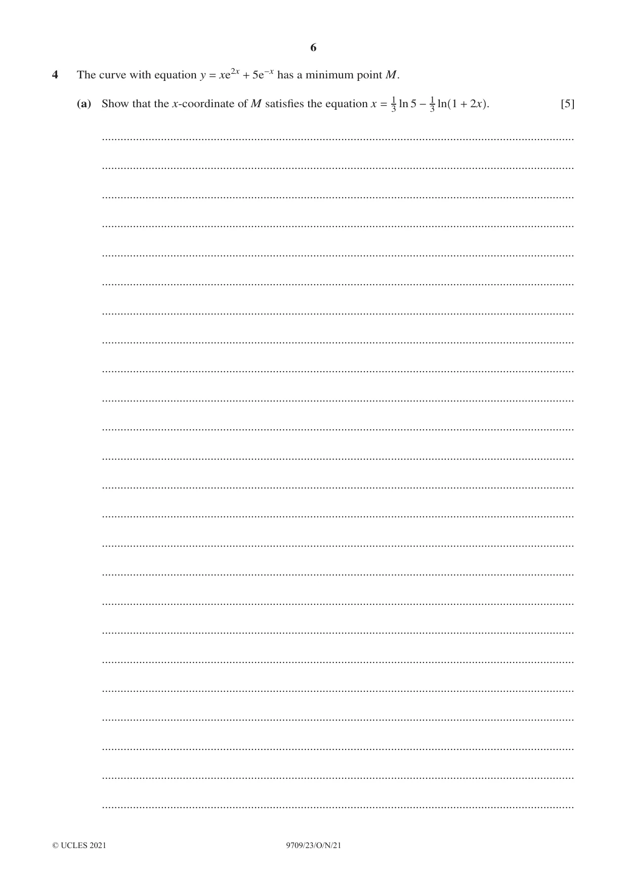 Cambridge A Level Mathematics 9709 2021 Oct/Nov Paper 2 · Variant 3 question paper, page 6 of 16