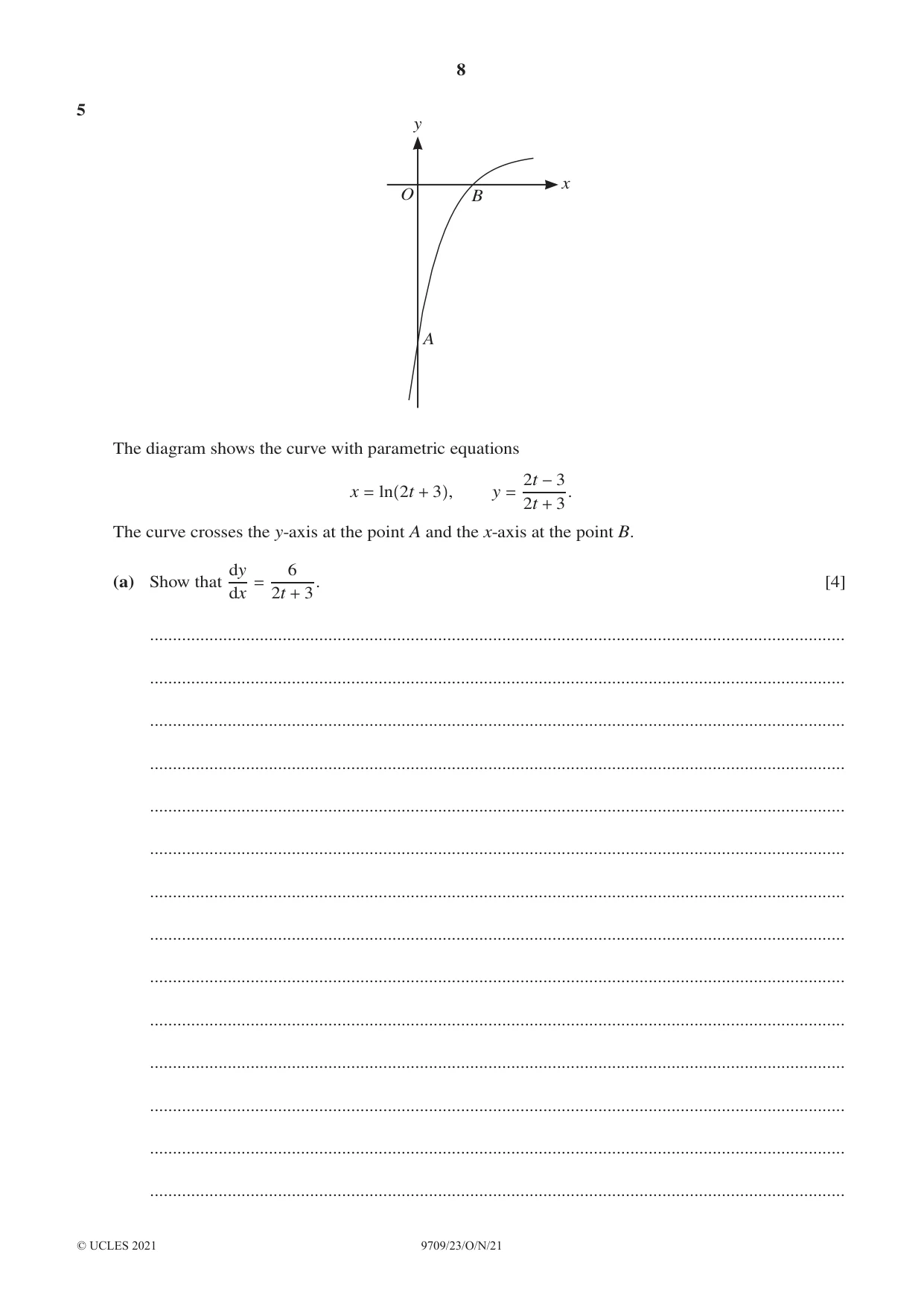Cambridge A Level Mathematics 9709 2021 Oct/Nov Paper 2 · Variant 3 question paper, page 8 of 16