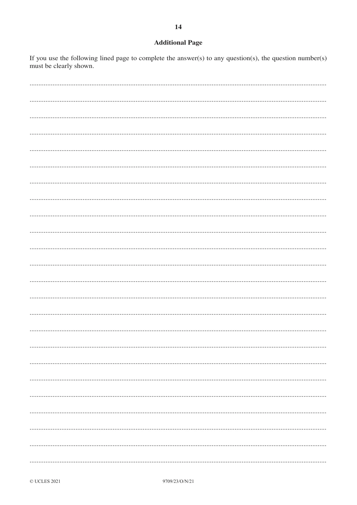Cambridge A Level Mathematics 9709 2021 Oct/Nov Paper 2 · Variant 3 question paper, page 14 of 16