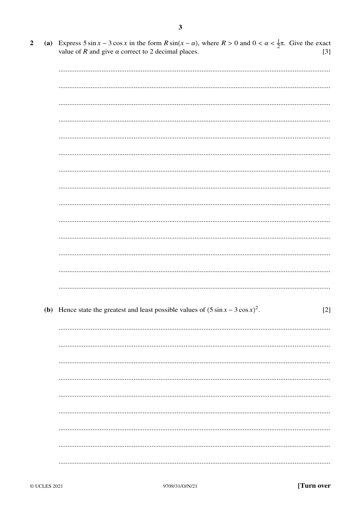 Cambridge A Level Mathematics 9709 2021 Oct/Nov Paper 3 · Variant 1 question paper, page 3 of 16
