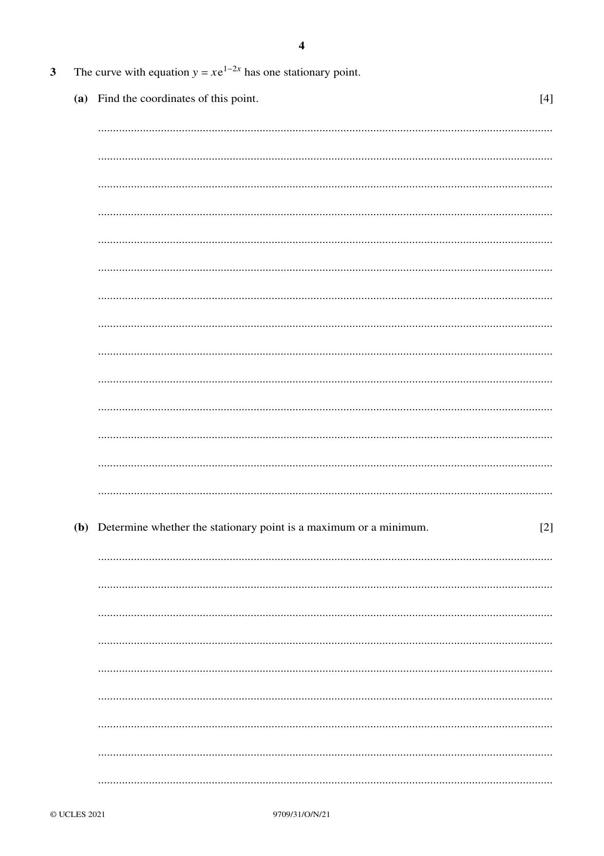 Cambridge A Level Mathematics 9709 2021 Oct/Nov Paper 3 · Variant 1 question paper, page 4 of 16