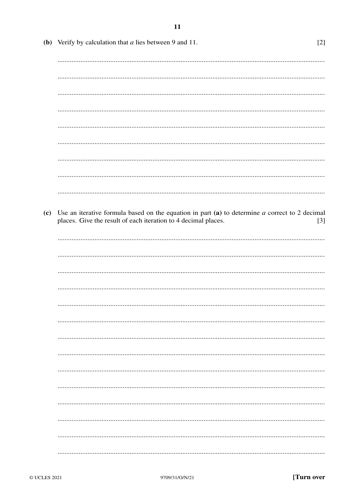 Cambridge A Level Mathematics 9709 2021 Oct/Nov Paper 3 · Variant 1 question paper, page 11 of 16
