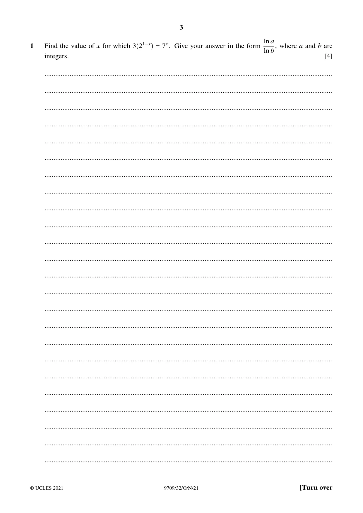 Cambridge A Level Mathematics 9709 2021 Oct/Nov Paper 3 · Variant 2 question paper, page 3 of 20