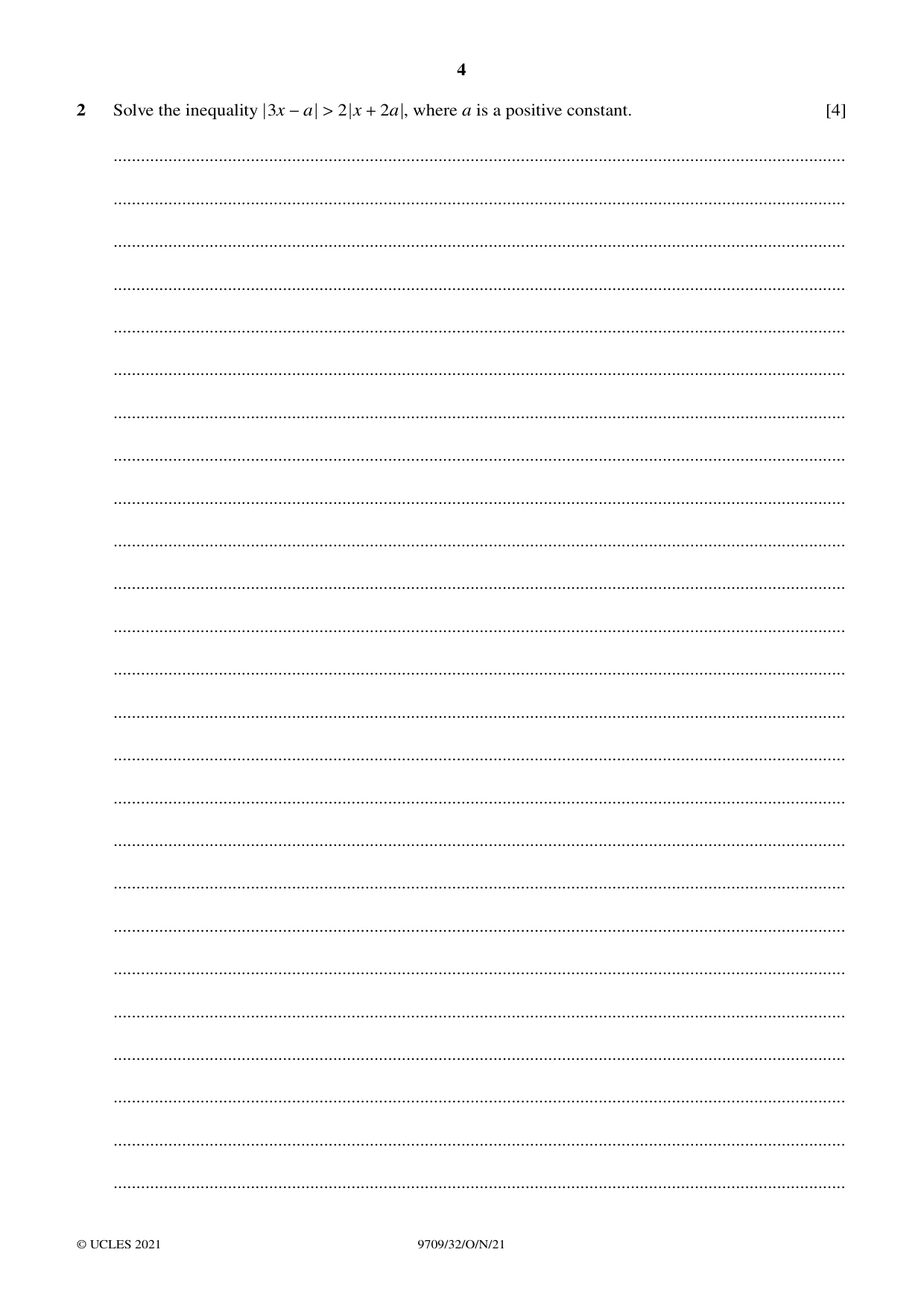Cambridge A Level Mathematics 9709 2021 Oct/Nov Paper 3 · Variant 2 question paper, page 4 of 20
