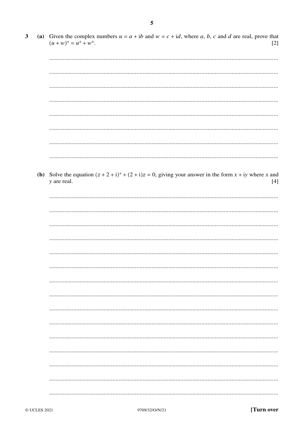 Cambridge A Level Mathematics 9709 2021 Oct/Nov Paper 3 · Variant 2 question paper, page 5 of 20