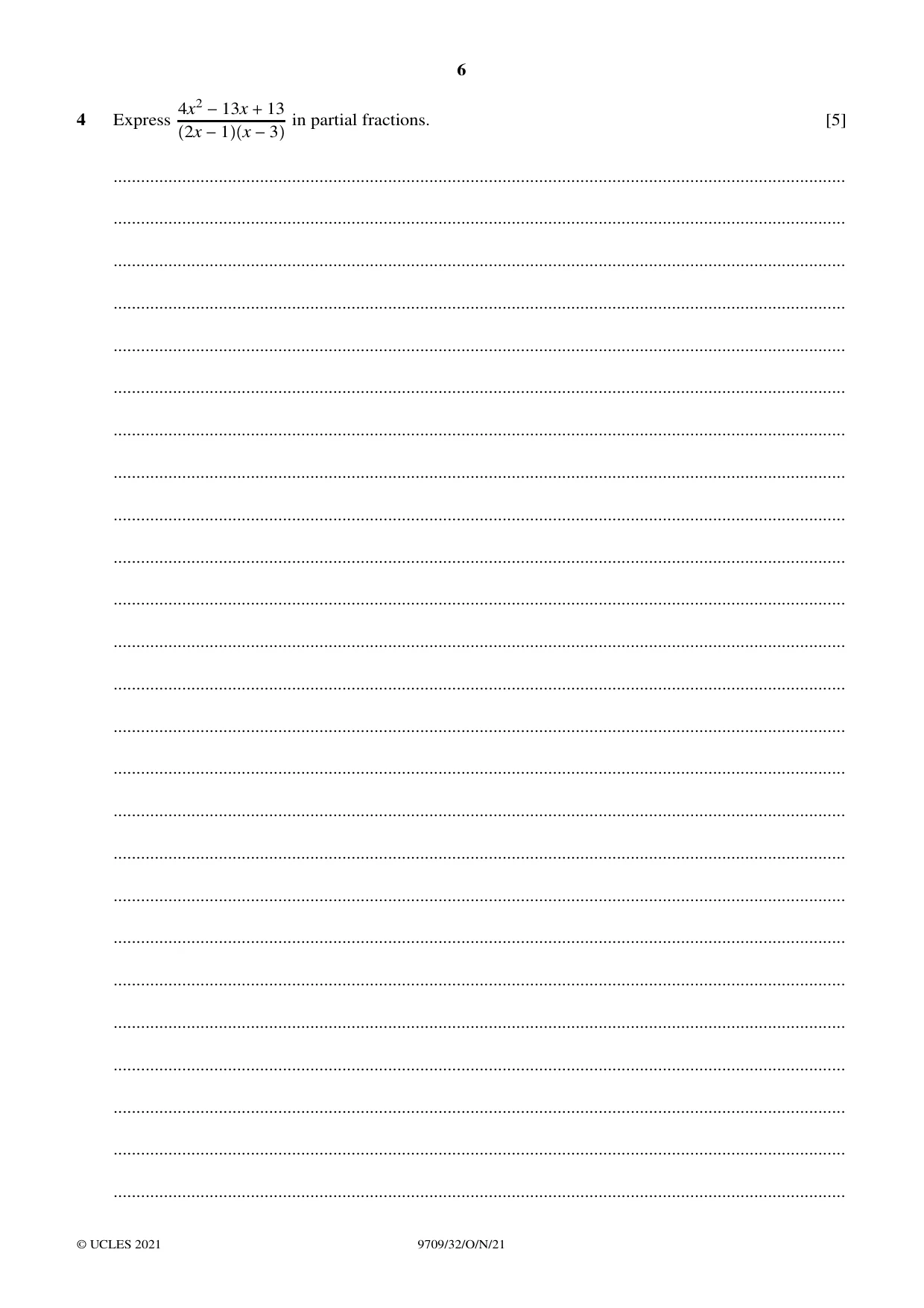 Cambridge A Level Mathematics 9709 2021 Oct/Nov Paper 3 · Variant 2 question paper, page 6 of 20