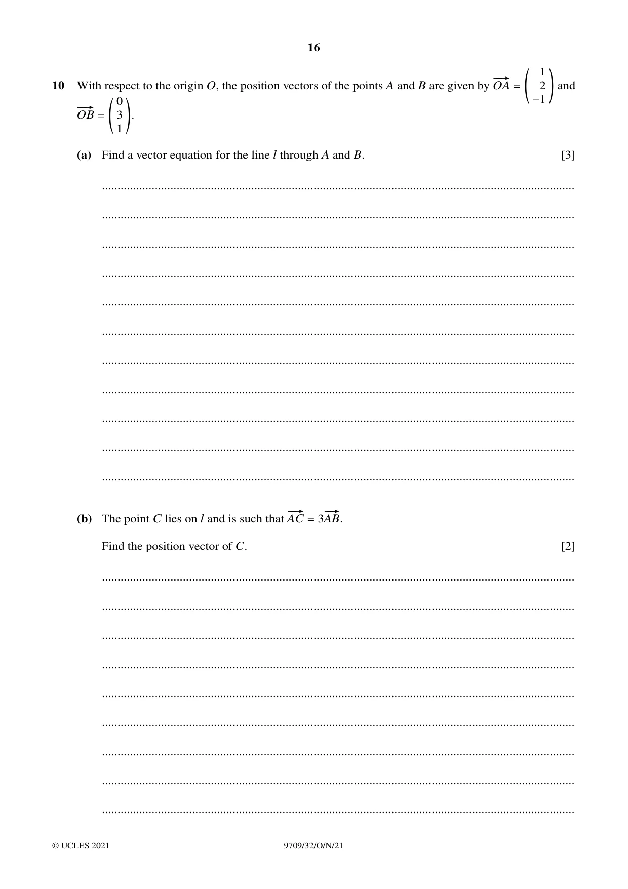 Cambridge A Level Mathematics 9709 2021 Oct/Nov Paper 3 · Variant 2 question paper, page 16 of 20