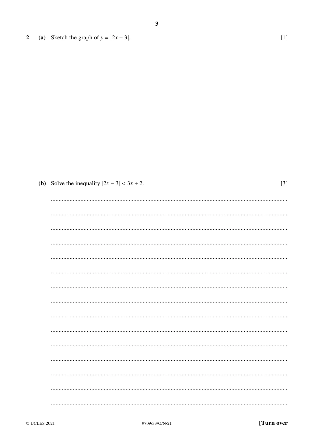 Cambridge A Level Mathematics 9709 2021 Oct/Nov Paper 3 · Variant 3 question paper, page 3 of 20
