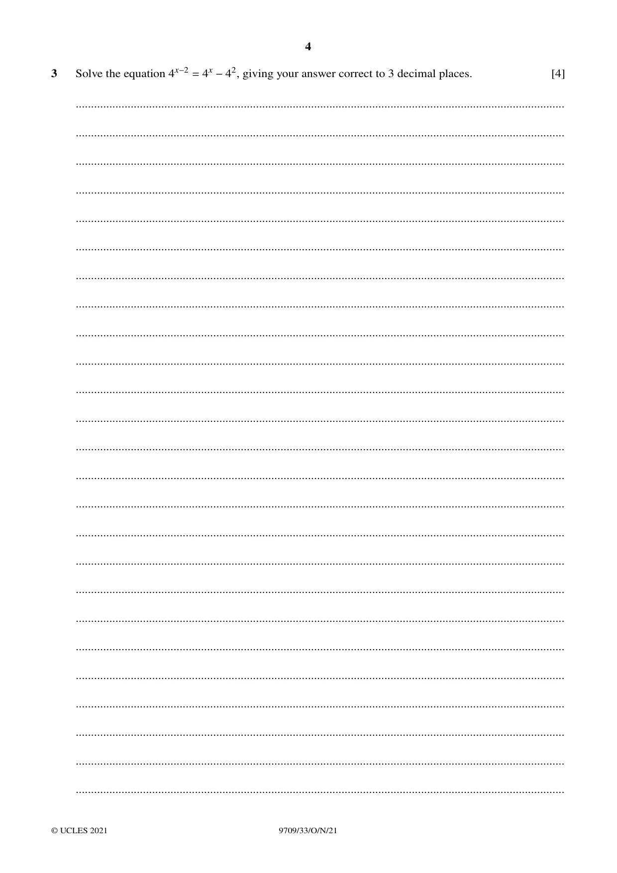Cambridge A Level Mathematics 9709 2021 Oct/Nov Paper 3 · Variant 3 question paper, page 4 of 20