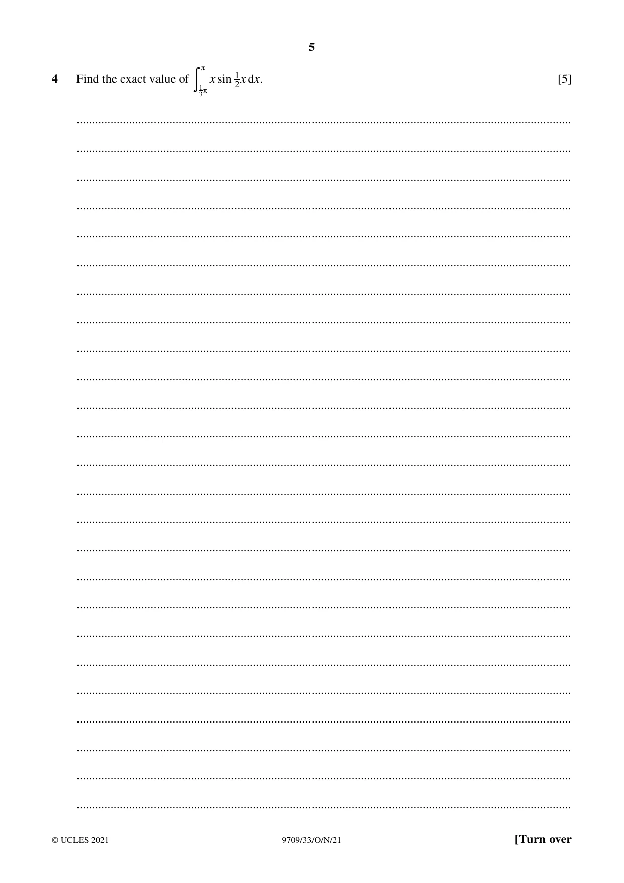 Cambridge A Level Mathematics 9709 2021 Oct/Nov Paper 3 · Variant 3 question paper, page 5 of 20
