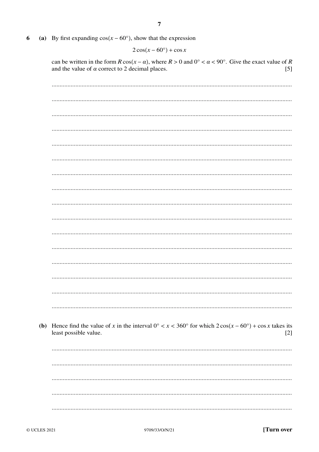 Cambridge A Level Mathematics 9709 2021 Oct/Nov Paper 3 · Variant 3 question paper, page 7 of 20