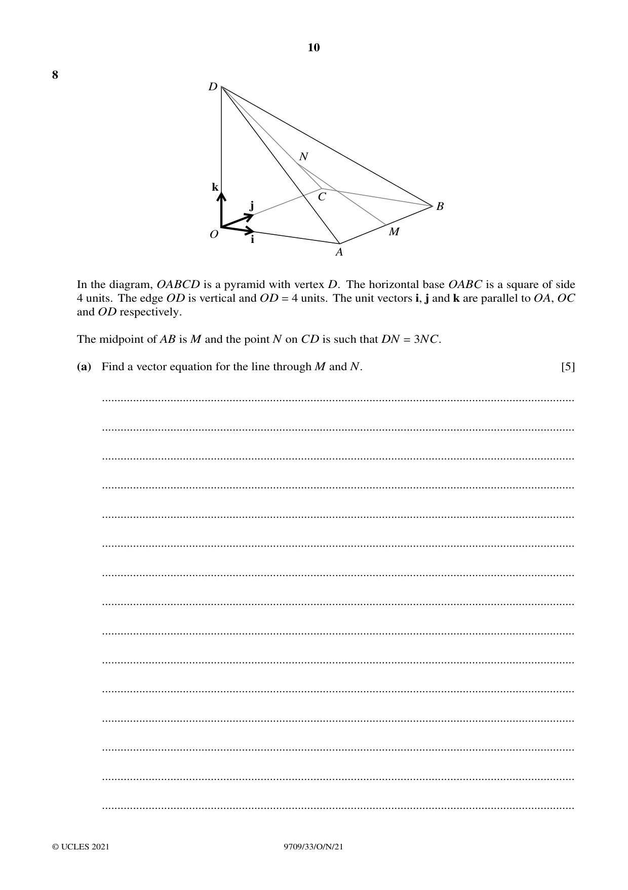 Cambridge A Level Mathematics 9709 2021 Oct/Nov Paper 3 · Variant 3 question paper, page 10 of 20
