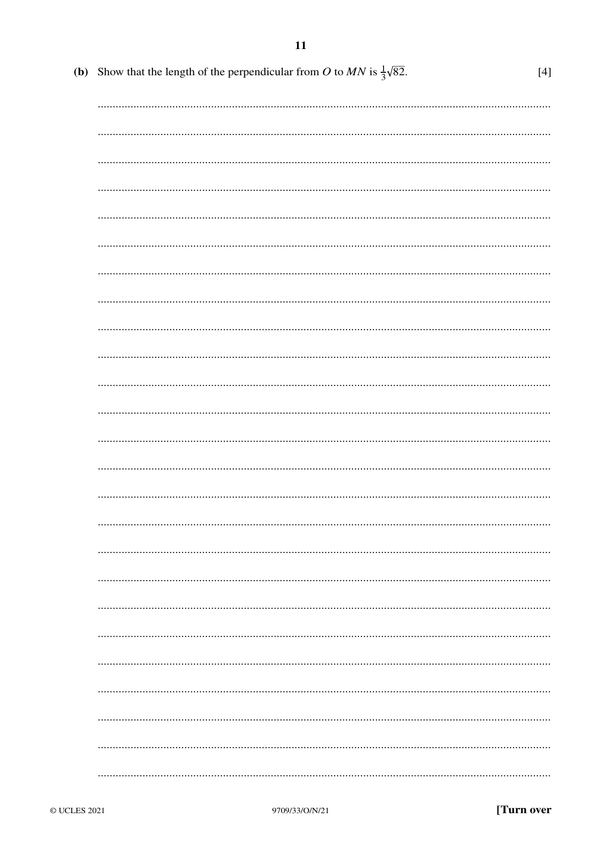 Cambridge A Level Mathematics 9709 2021 Oct/Nov Paper 3 · Variant 3 question paper, page 11 of 20
