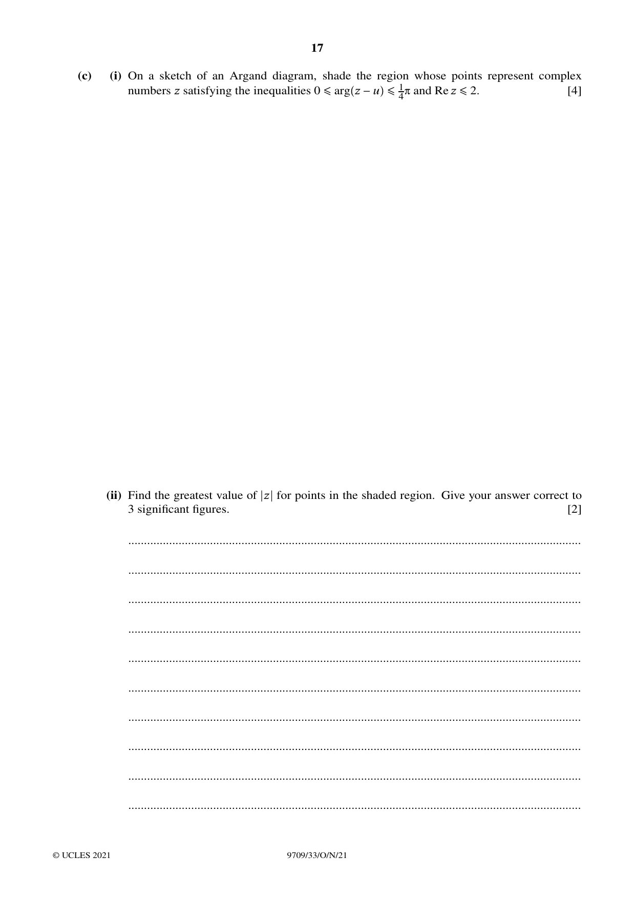 Cambridge A Level Mathematics 9709 2021 Oct/Nov Paper 3 · Variant 3 question paper, page 17 of 20
