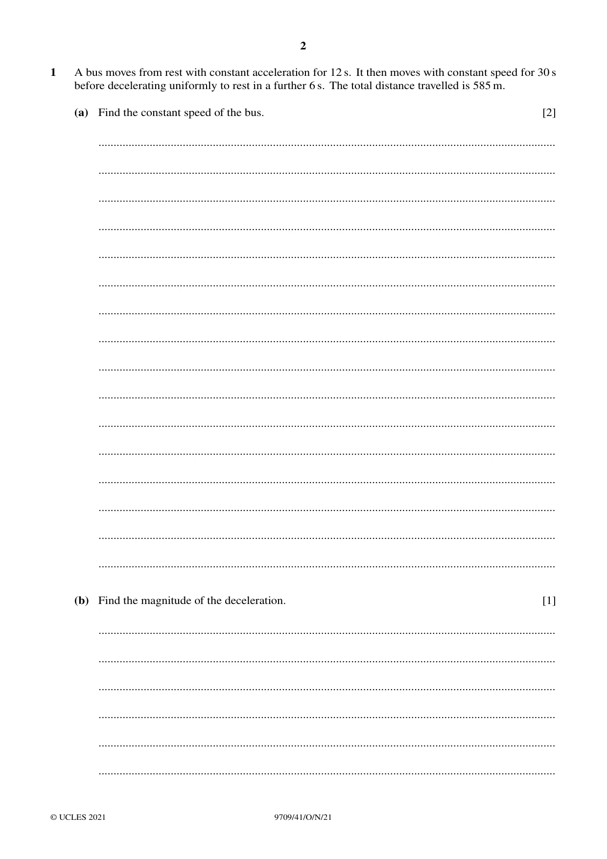 Cambridge A Level Mathematics 9709 2021 Oct/Nov Paper 4 · Variant 1 question paper, page 2 of 12