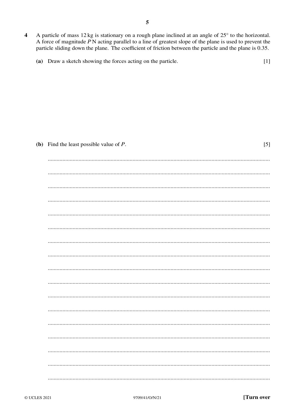Cambridge A Level Mathematics 9709 2021 Oct/Nov Paper 4 · Variant 1 question paper, page 5 of 12