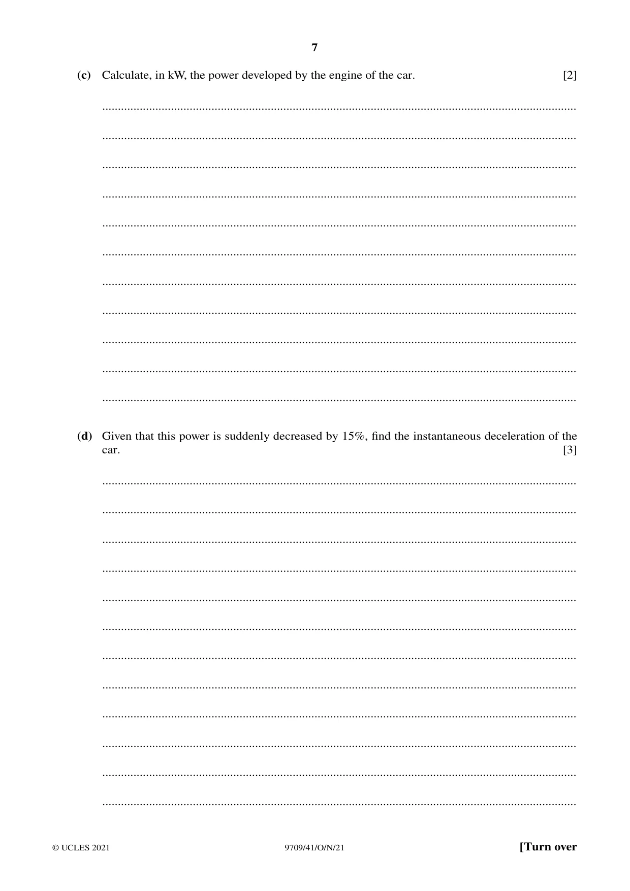 Cambridge A Level Mathematics 9709 2021 Oct/Nov Paper 4 · Variant 1 question paper, page 7 of 12