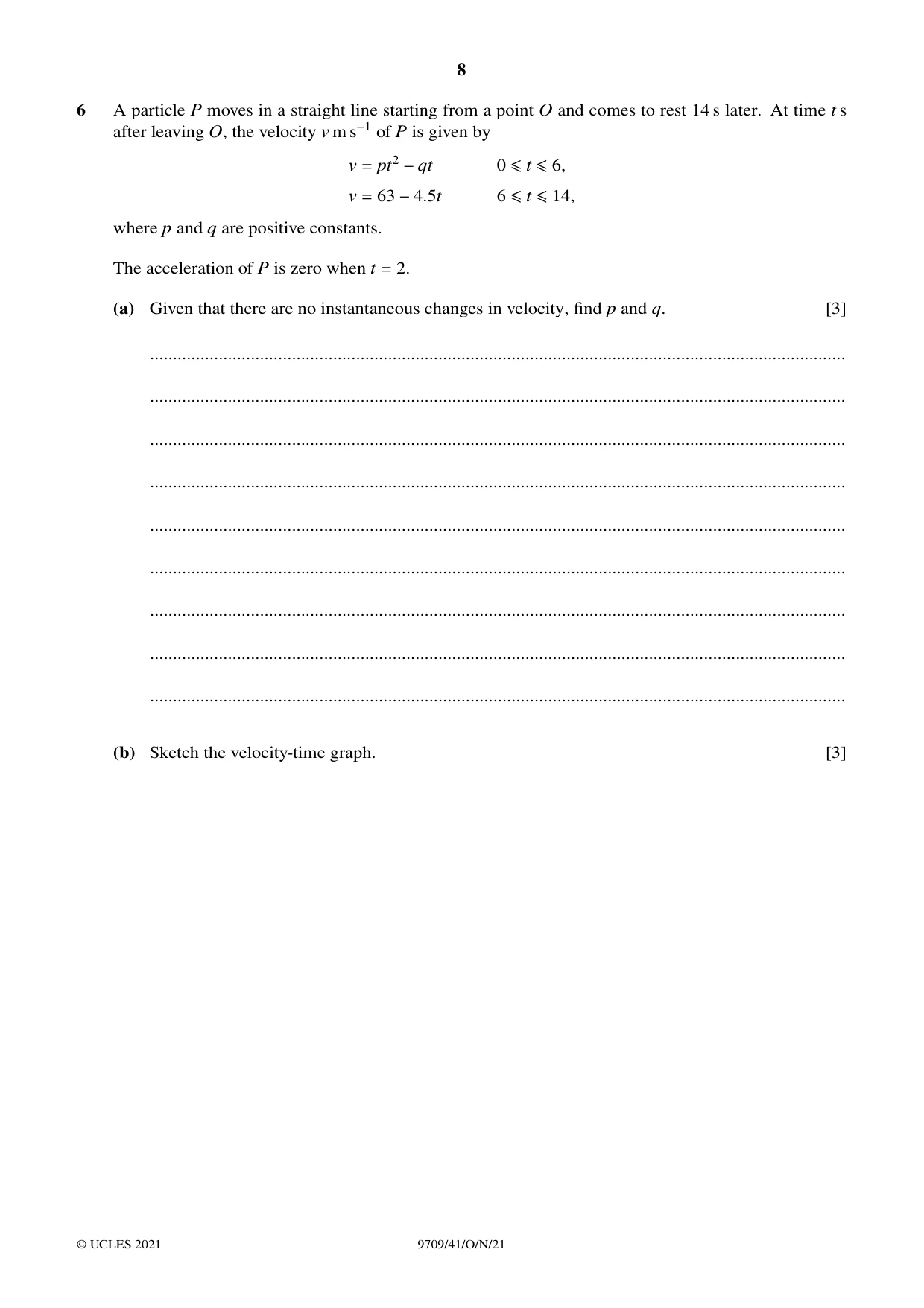 Cambridge A Level Mathematics 9709 2021 Oct/Nov Paper 4 · Variant 1 question paper, page 8 of 12