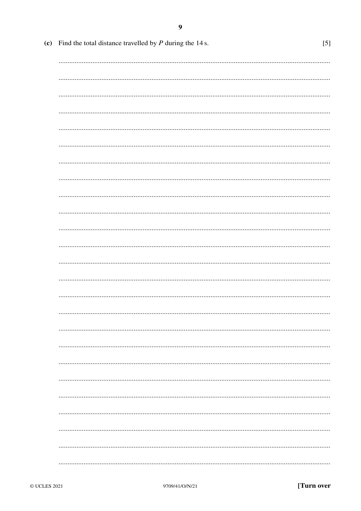 Cambridge A Level Mathematics 9709 2021 Oct/Nov Paper 4 · Variant 1 question paper, page 9 of 12