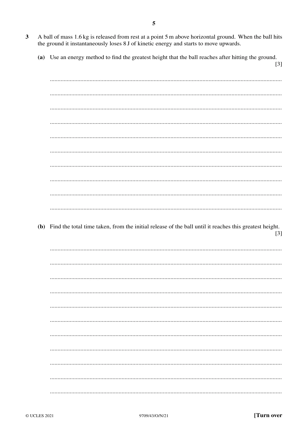 Cambridge A Level Mathematics 9709 2021 Oct/Nov Paper 4 · Variant 3 question paper, page 5 of 12