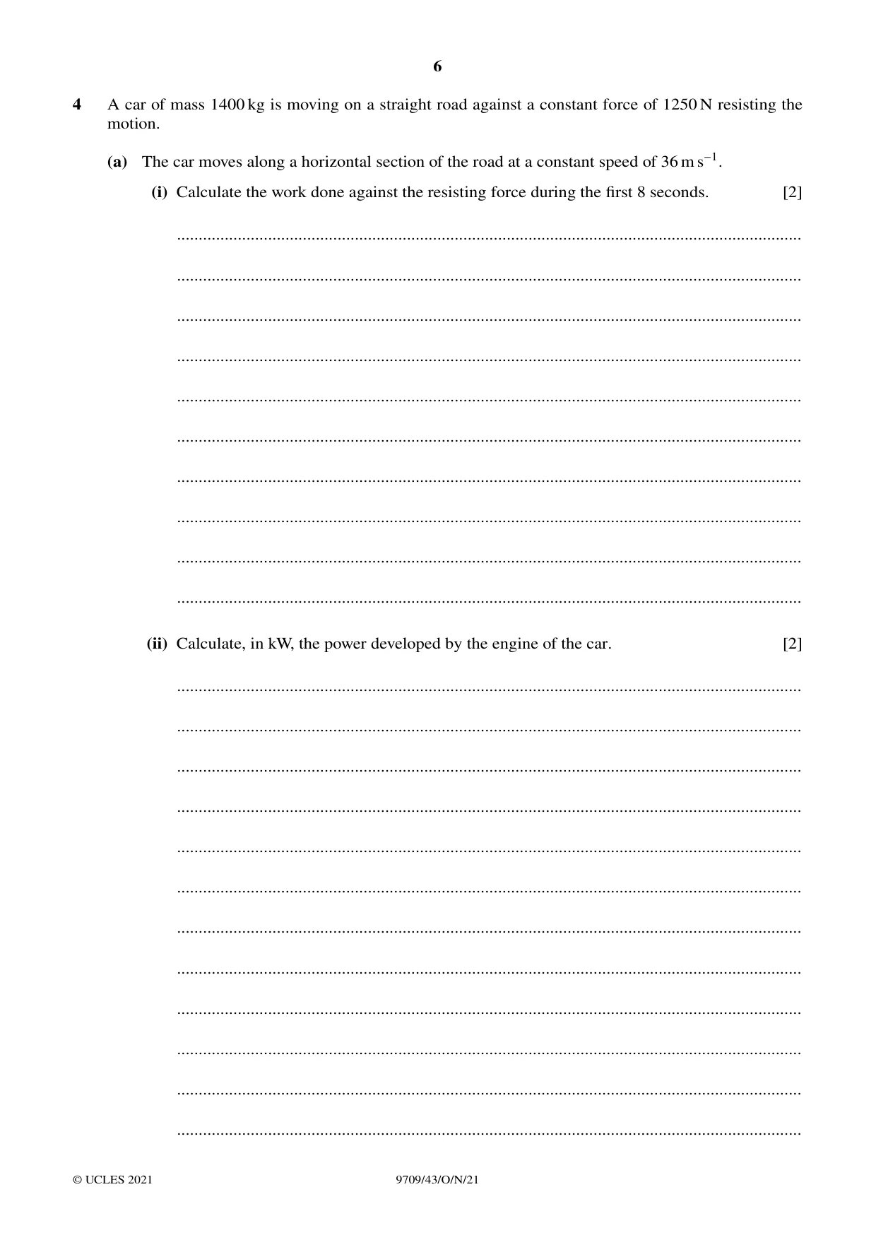 Cambridge A Level Mathematics 9709 2021 Oct/Nov Paper 4 · Variant 3 question paper, page 6 of 12