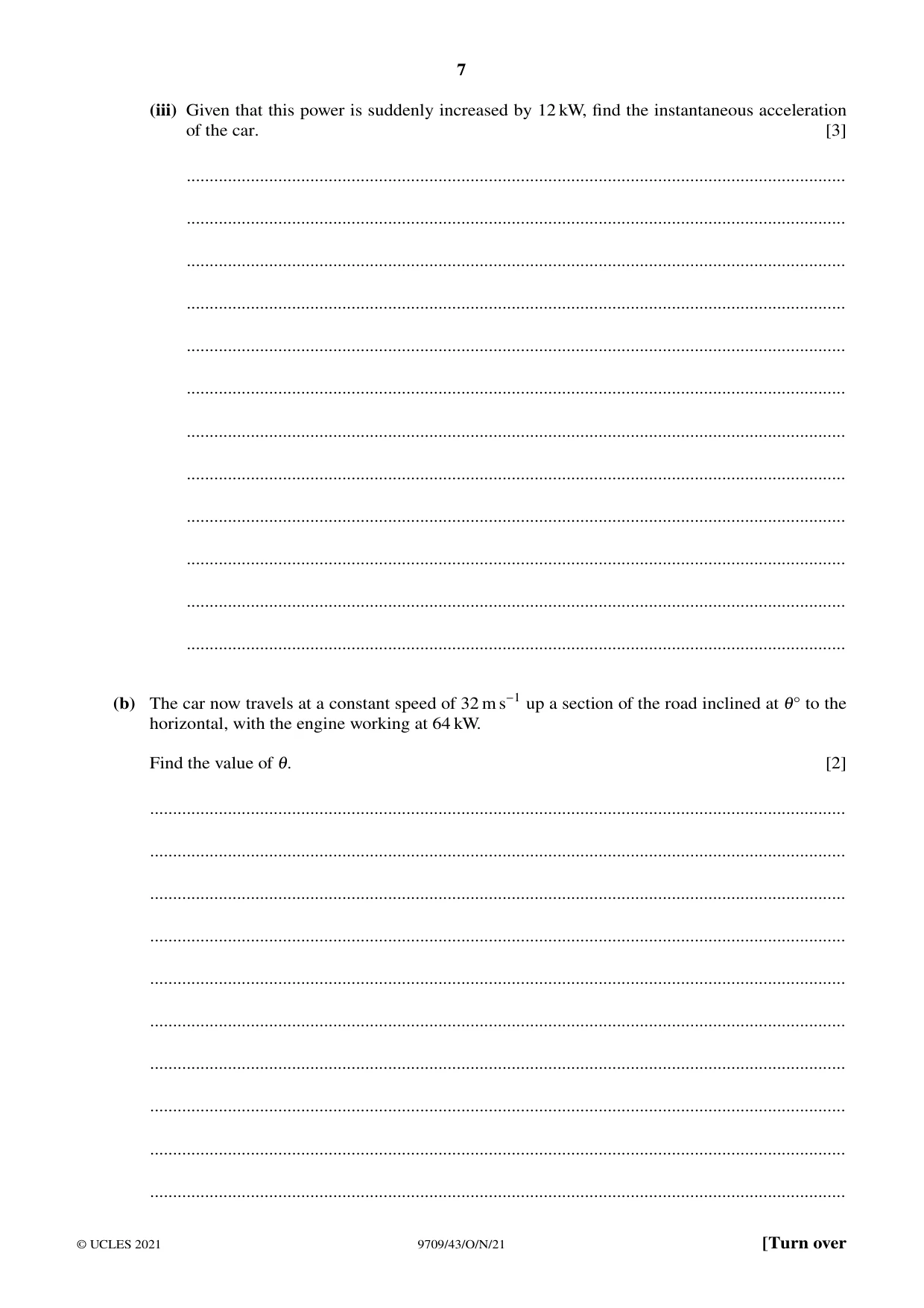 Cambridge A Level Mathematics 9709 2021 Oct/Nov Paper 4 · Variant 3 question paper, page 7 of 12