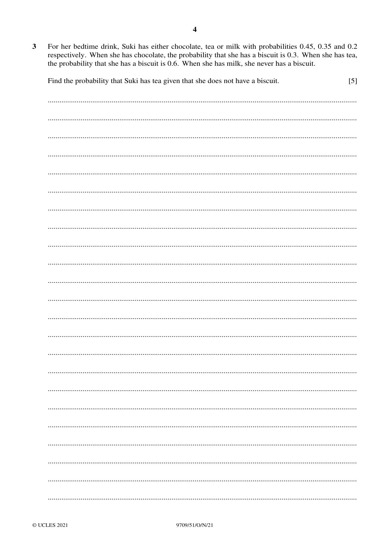 Cambridge A Level Mathematics 9709 2021 Oct/Nov Paper 5 · Variant 1 question paper, page 4 of 12