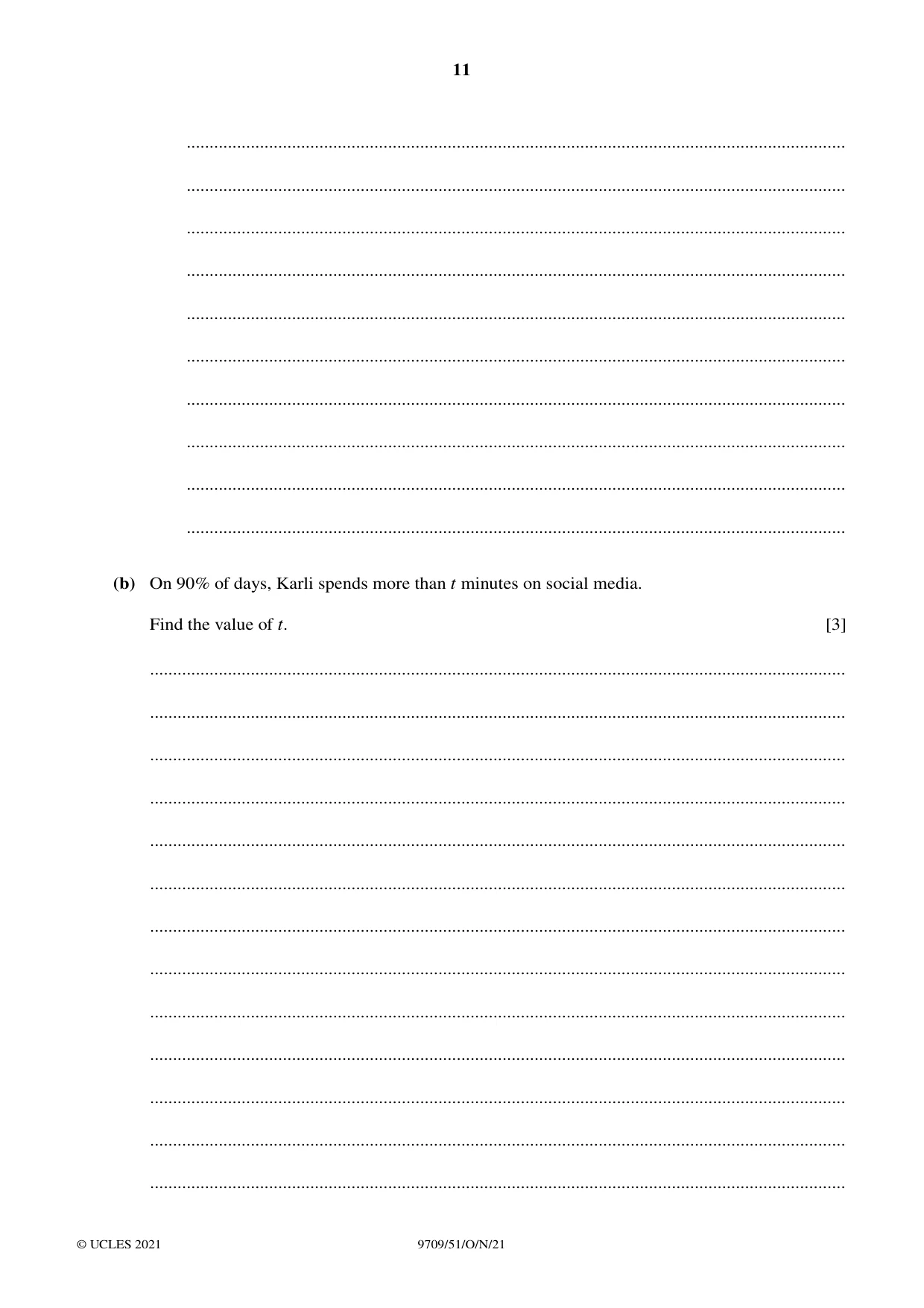 Cambridge A Level Mathematics 9709 2021 Oct/Nov Paper 5 · Variant 1 question paper, page 11 of 12
