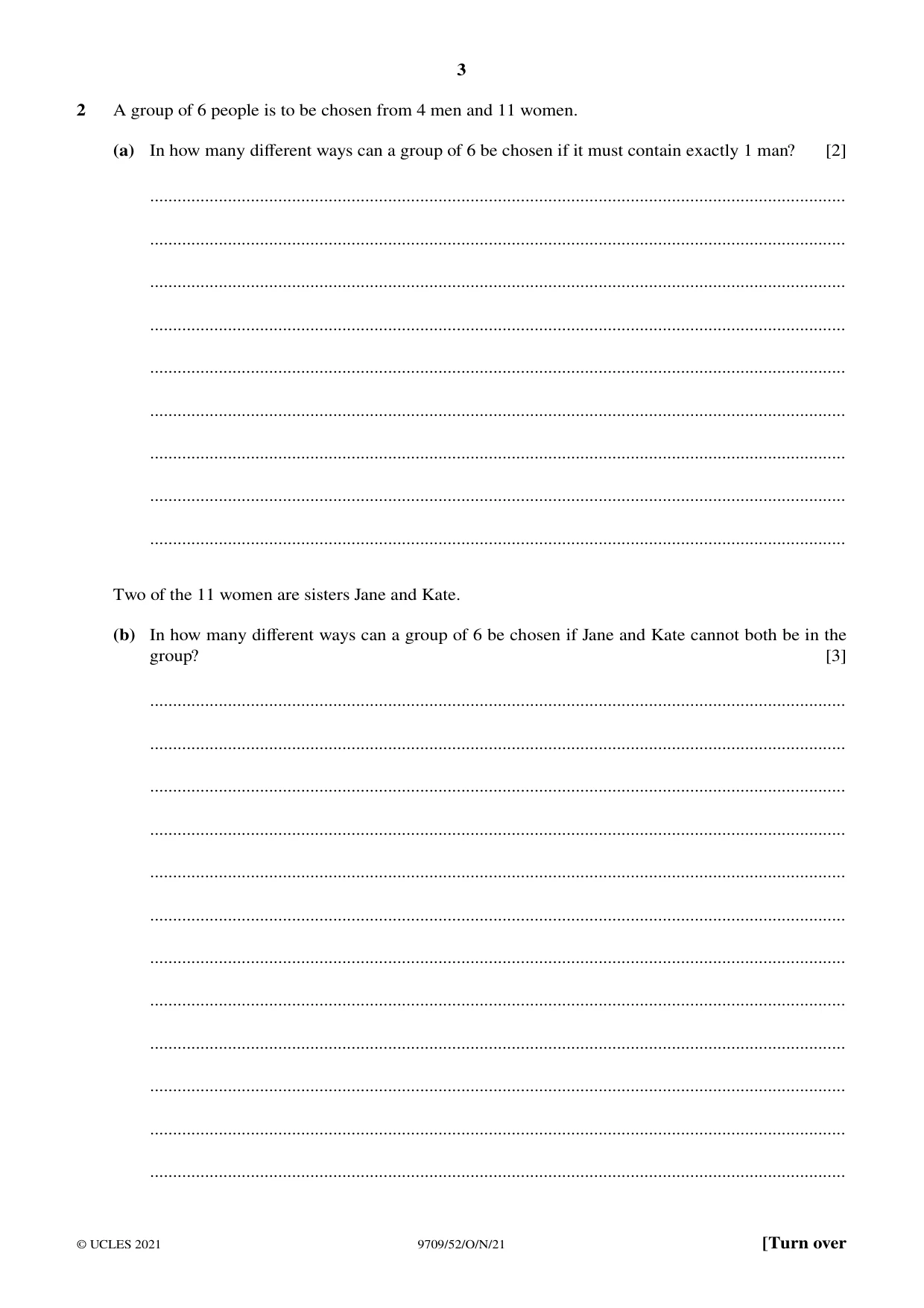 Cambridge A Level Mathematics 9709 2021 Oct/Nov Paper 5 · Variant 2 question paper, page 3 of 12