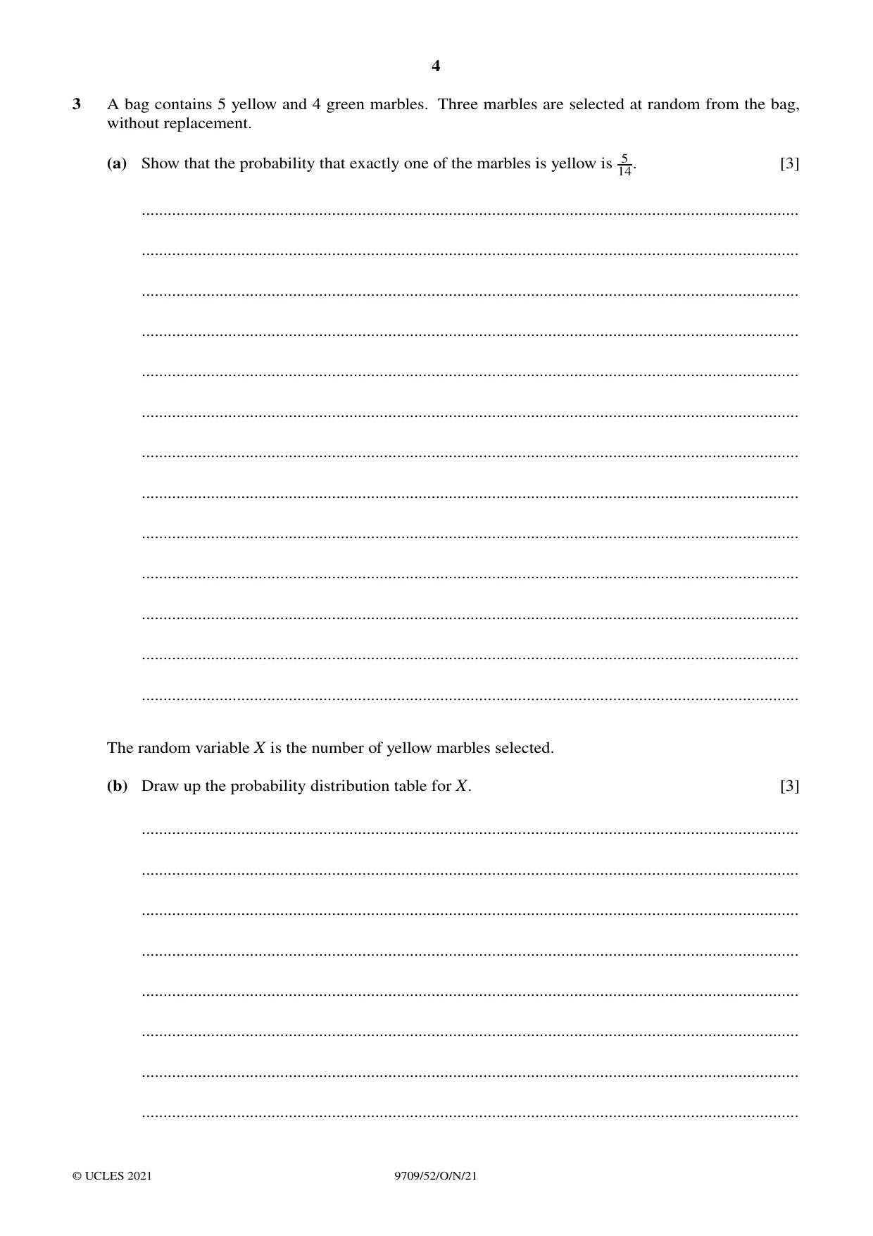 Cambridge A Level Mathematics 9709 2021 Oct/Nov Paper 5 · Variant 2 question paper, page 4 of 12