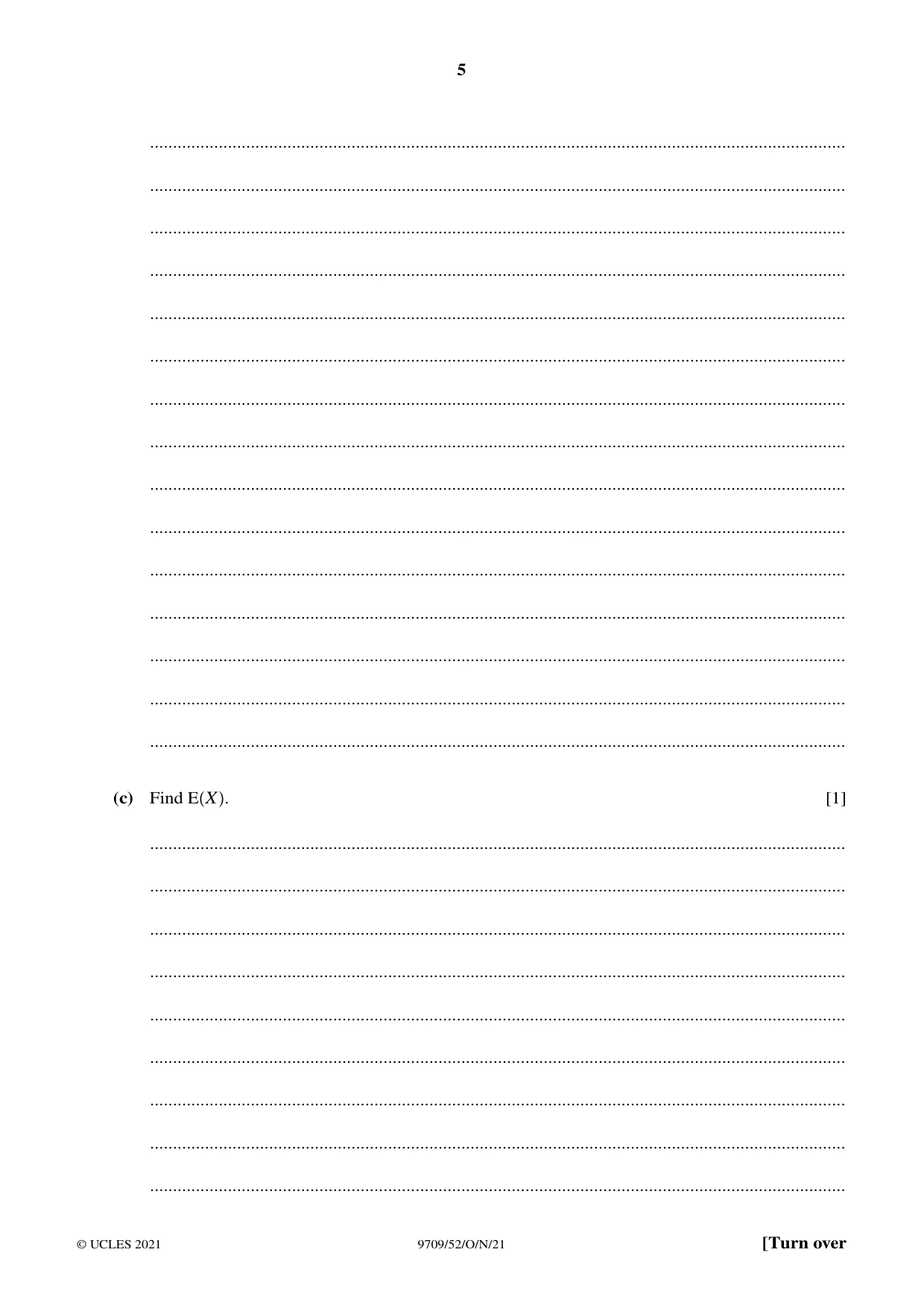 Cambridge A Level Mathematics 9709 2021 Oct/Nov Paper 5 · Variant 2 question paper, page 5 of 12