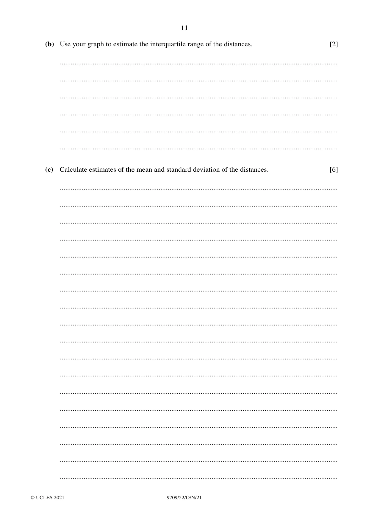 Cambridge A Level Mathematics 9709 2021 Oct/Nov Paper 5 · Variant 2 question paper, page 11 of 12