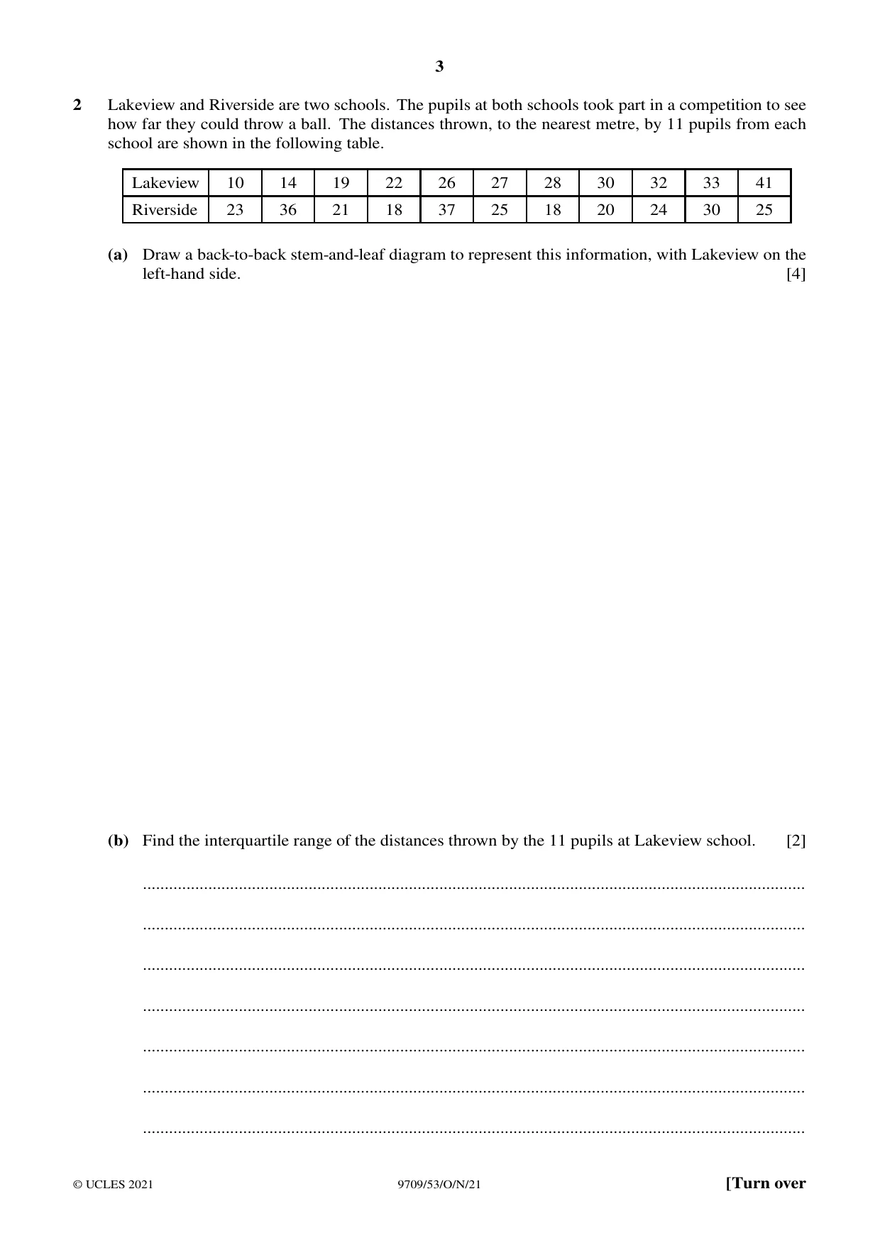Cambridge A Level Mathematics 9709 2021 Oct/Nov Paper 5 · Variant 3 question paper, page 3 of 16