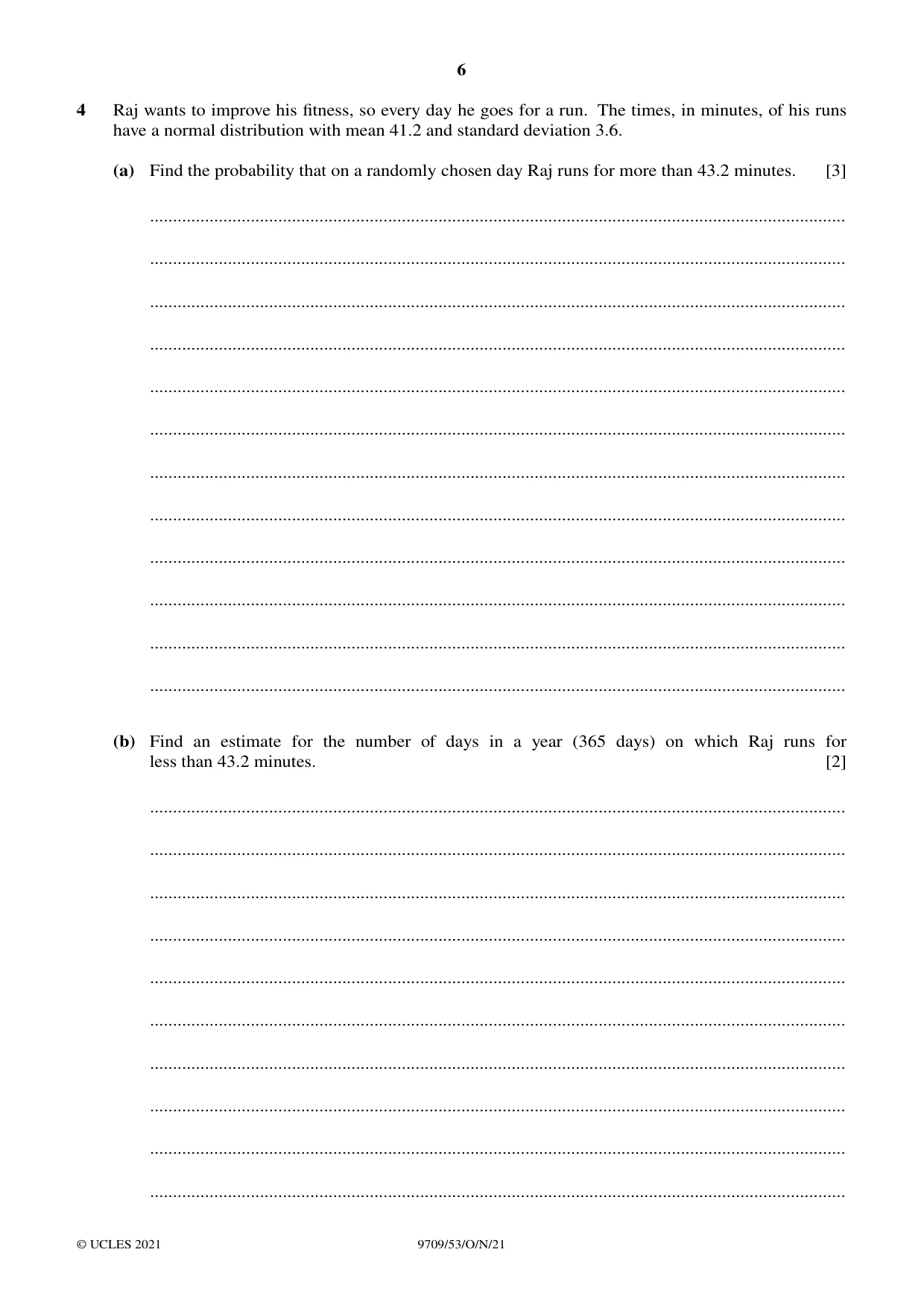 Cambridge A Level Mathematics 9709 2021 Oct/Nov Paper 5 · Variant 3 question paper, page 6 of 16