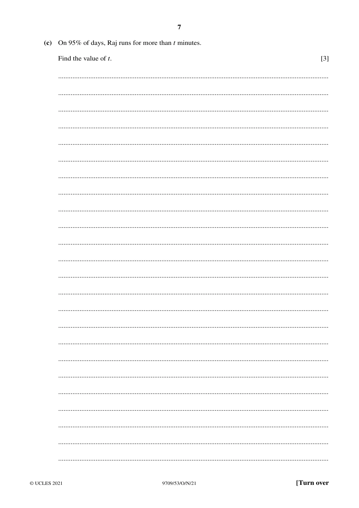 Cambridge A Level Mathematics 9709 2021 Oct/Nov Paper 5 · Variant 3 question paper, page 7 of 16
