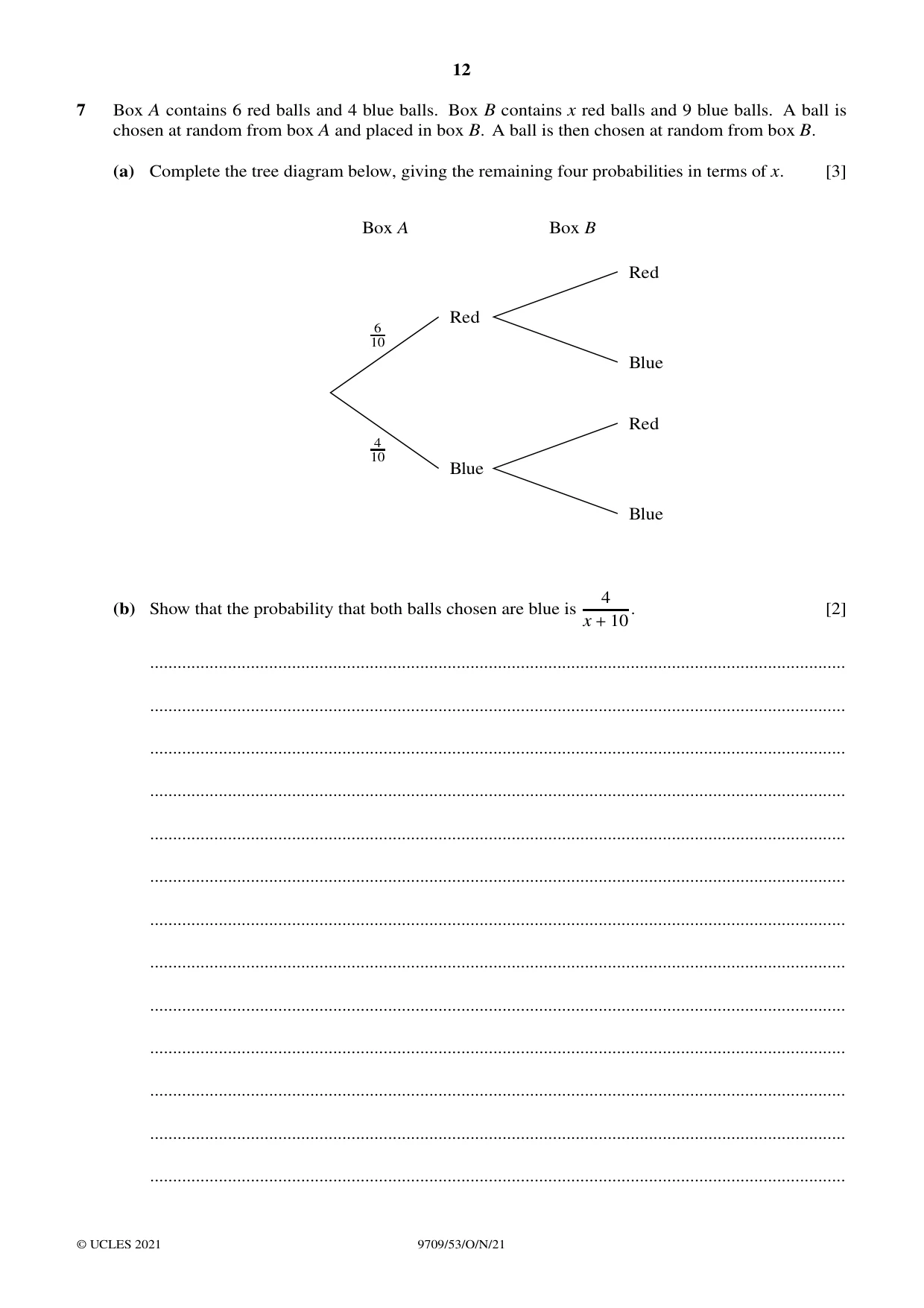 Cambridge A Level Mathematics 9709 2021 Oct/Nov Paper 5 · Variant 3 question paper, page 12 of 16