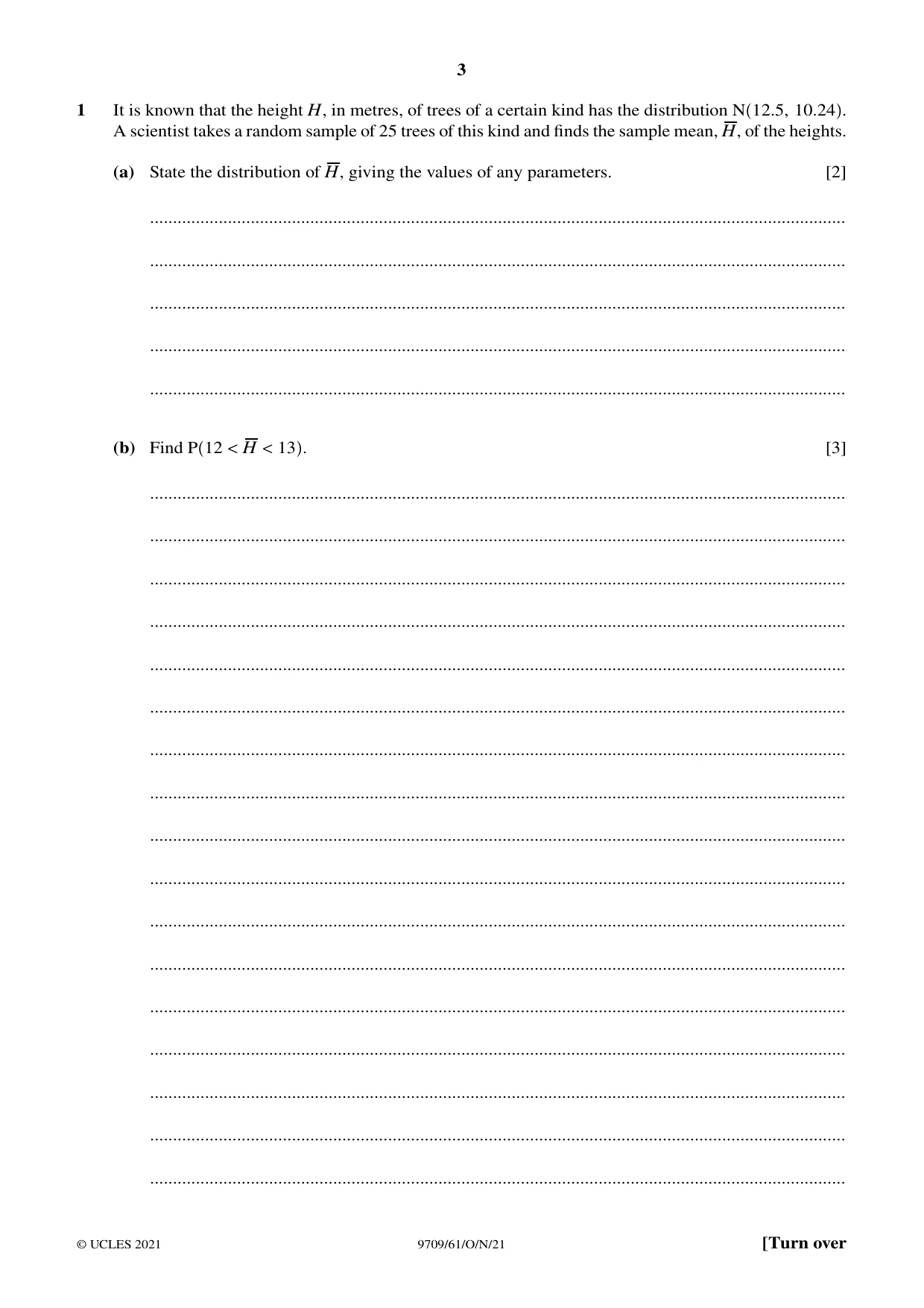 Cambridge A Level Mathematics 9709 2021 Oct/Nov Paper 6 · Variant 1 question paper, page 3 of 16