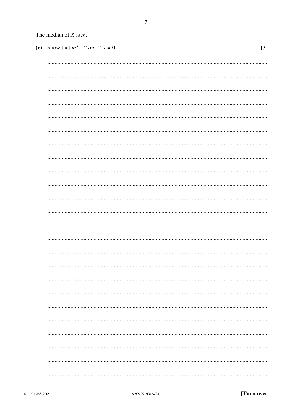 Cambridge A Level Mathematics 9709 2021 Oct/Nov Paper 6 · Variant 1 question paper, page 7 of 16