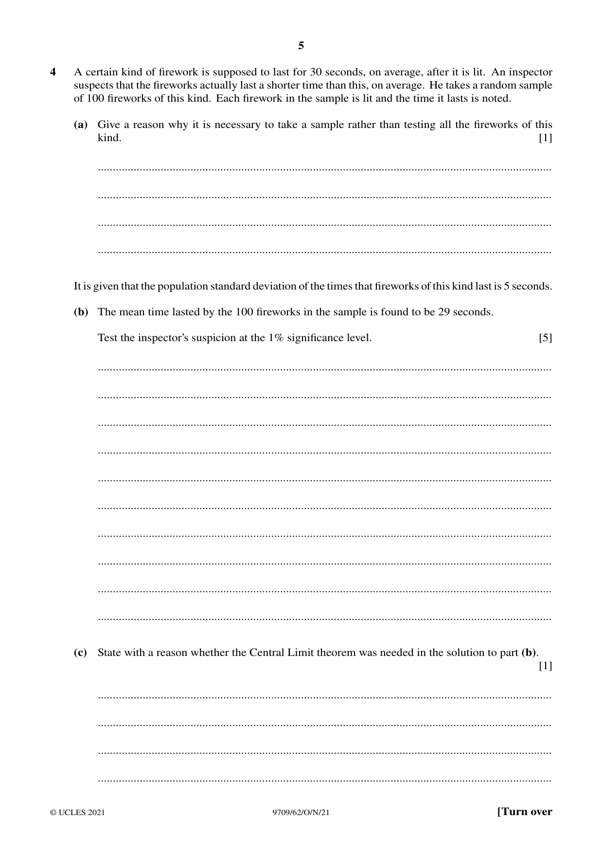 Cambridge A Level Mathematics 9709 2021 Oct/Nov Paper 6 · Variant 2 question paper, page 5 of 12